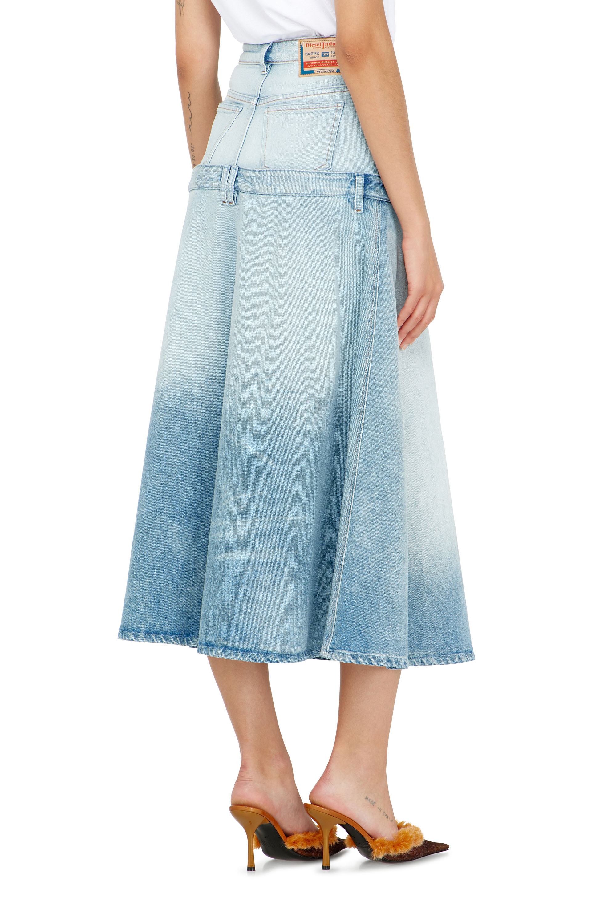 Diesel - DE-VORYA-S, Woman's Denim skirt with layered design in Light Blue - 4