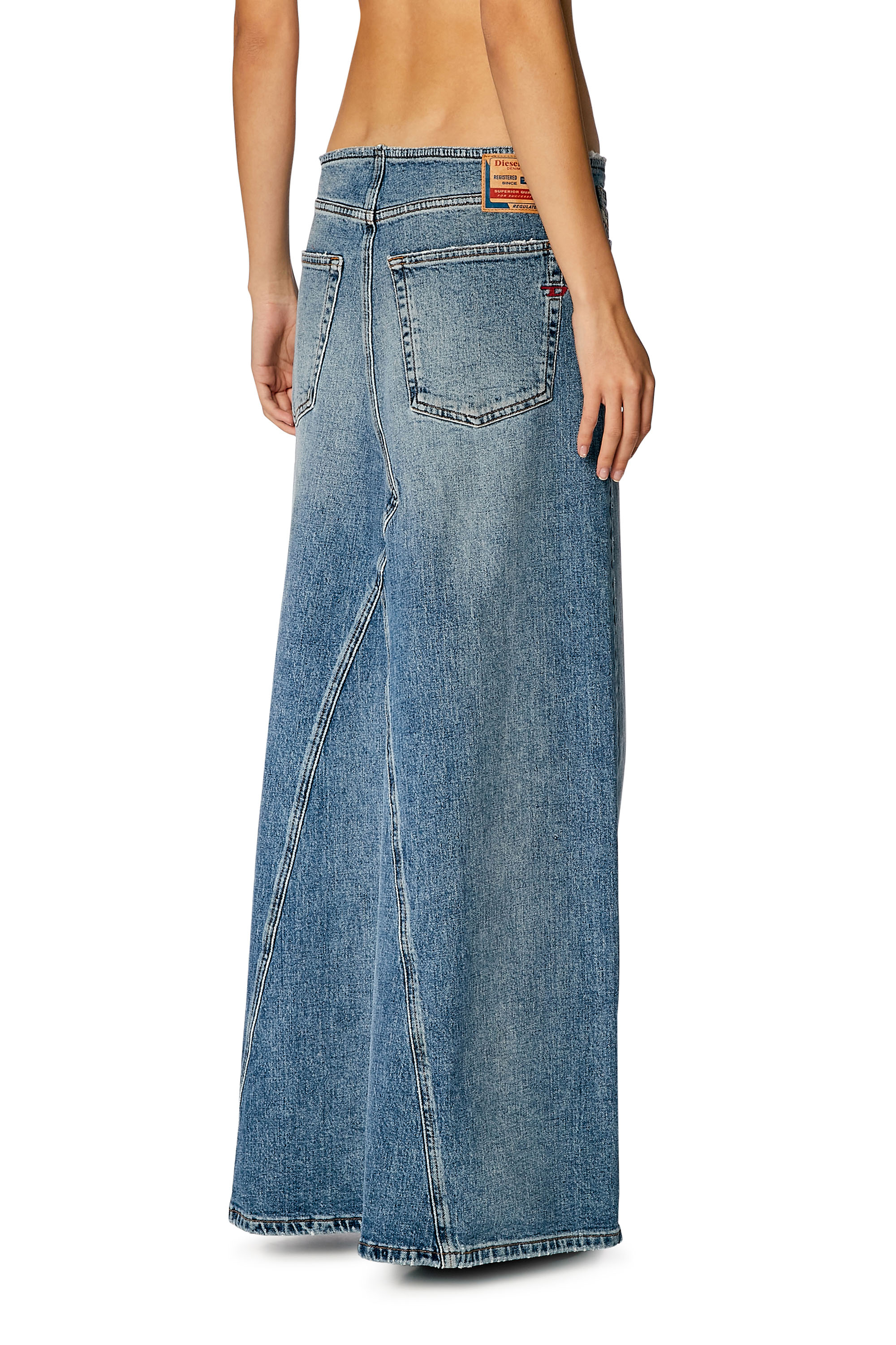 Diesel - DE-PAGO-S, Woman's Long skirt in comfort denim in Medium blue - 4