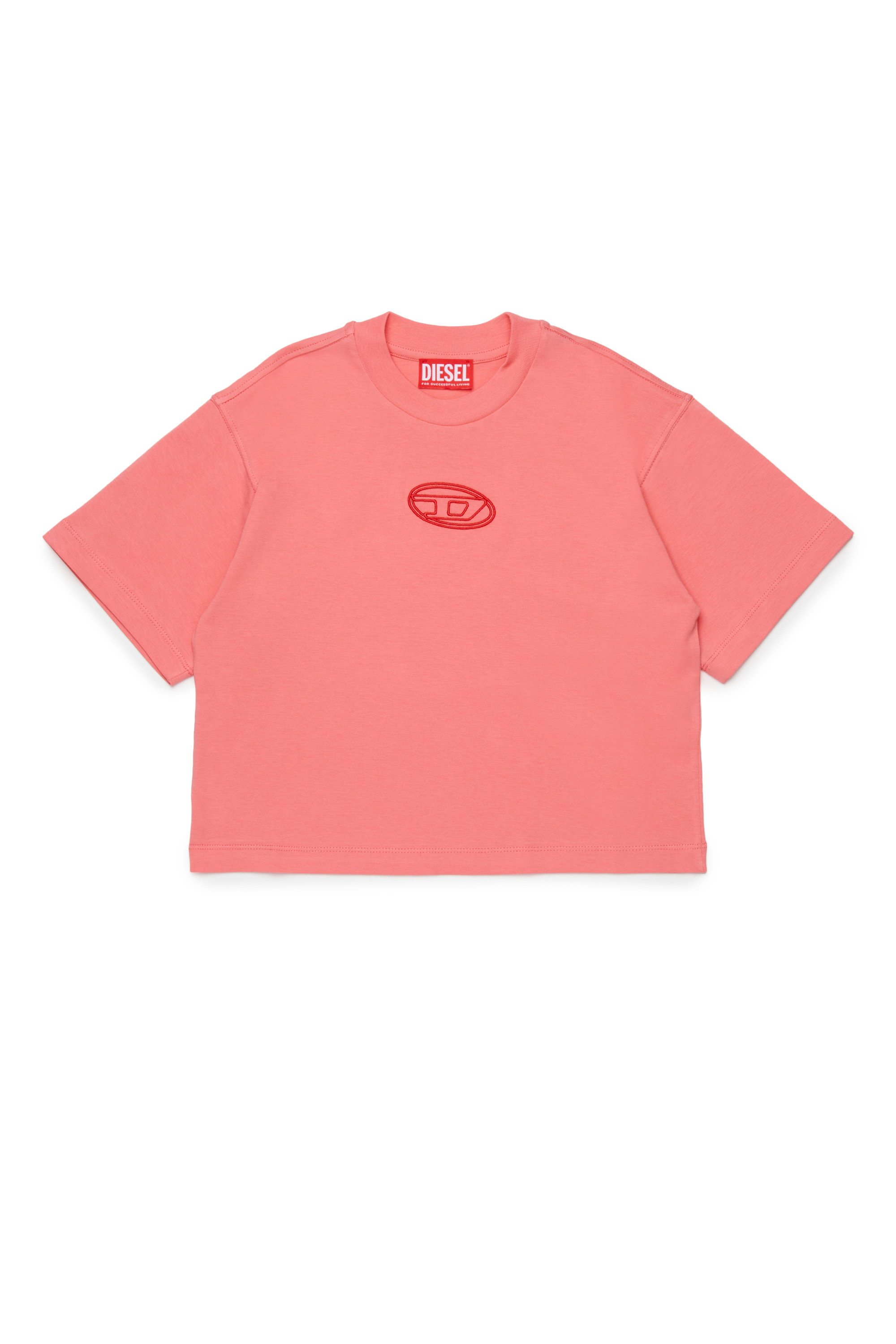 Diesel - TIXAN, Woman's Cotton T-shirt with central logo in Pink - 1
