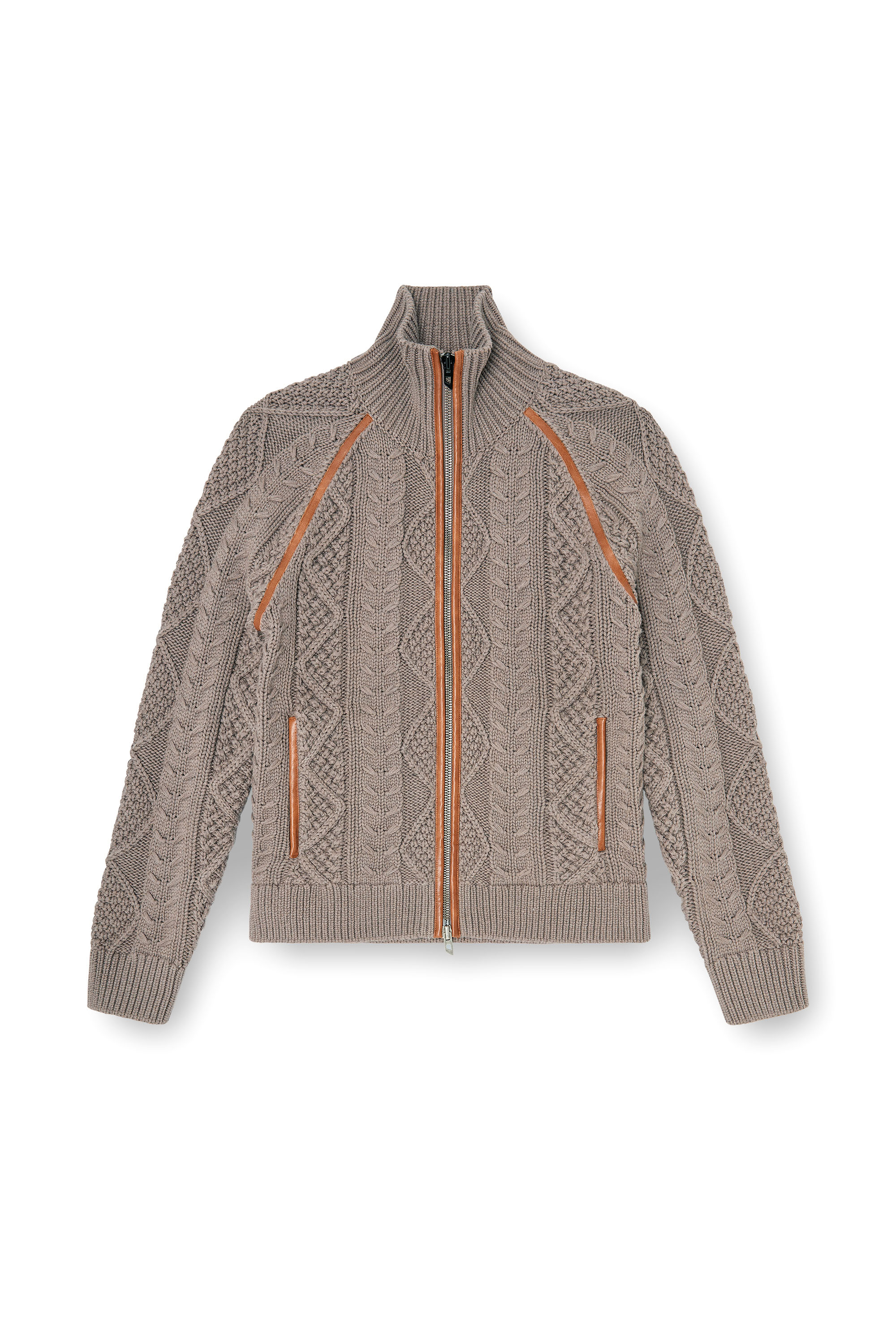Diesel - K-INOKI, Man's Zip cardigan in cable knit in Grey - 3