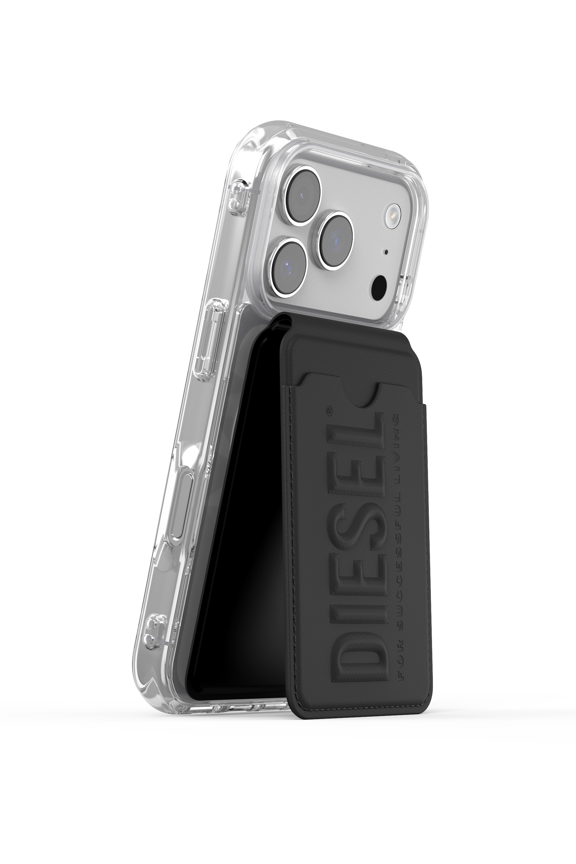 Diesel - 60449  CREDIT CARD HOLDER, Unisex's 3D Biscotto magsafe cardholder stand in Black - 6