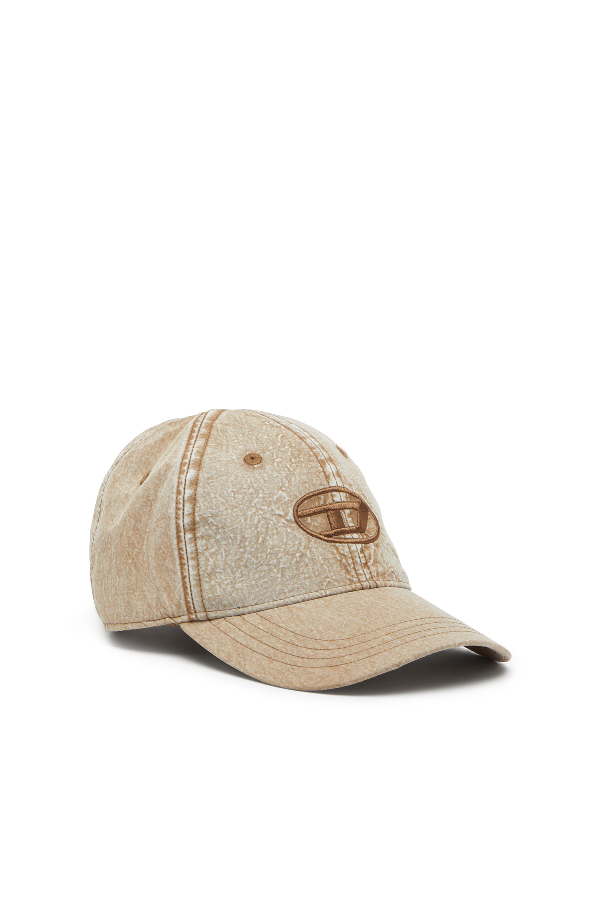 Diesel - C-NYLOFF, Man's Baseball cap with embroidered Oval D in Light Brown - 1