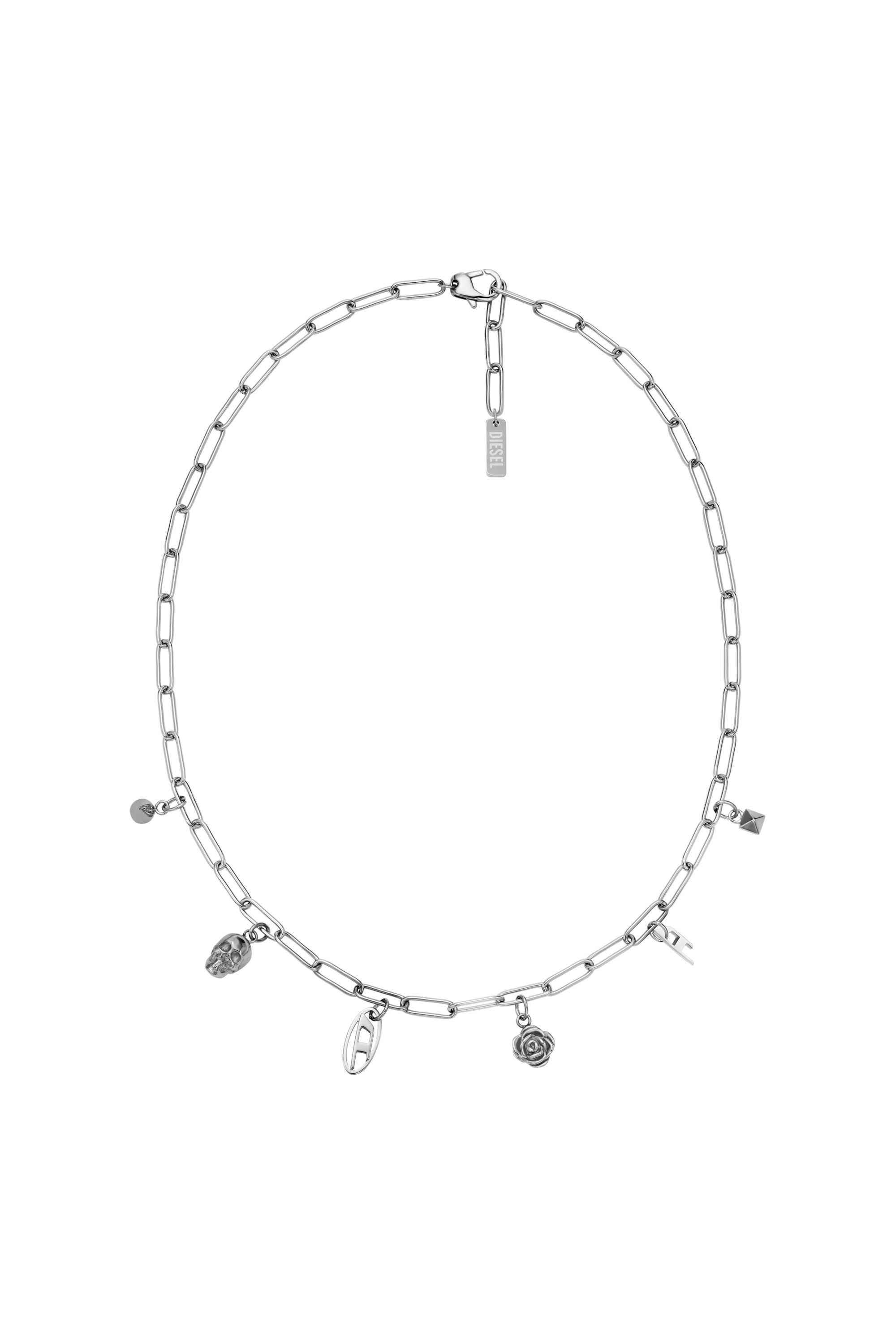 Diesel - DX1605040, Unisex's Stainless Steel Charm Necklace in Silver - 1