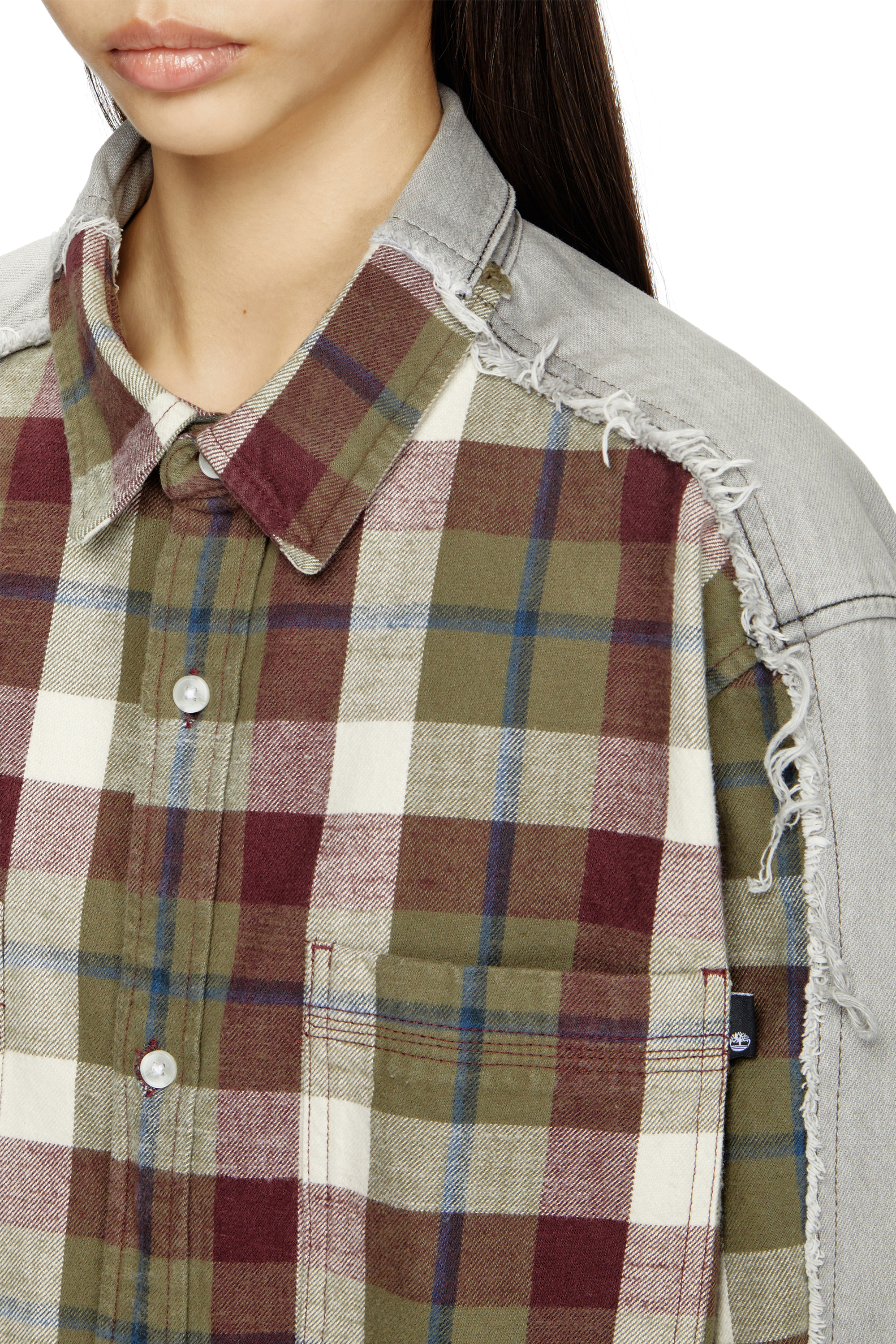 Diesel - Shirt Diseloves 8B, Unisex's Check and bleach-effect denim shirt in Red/Grey - 4