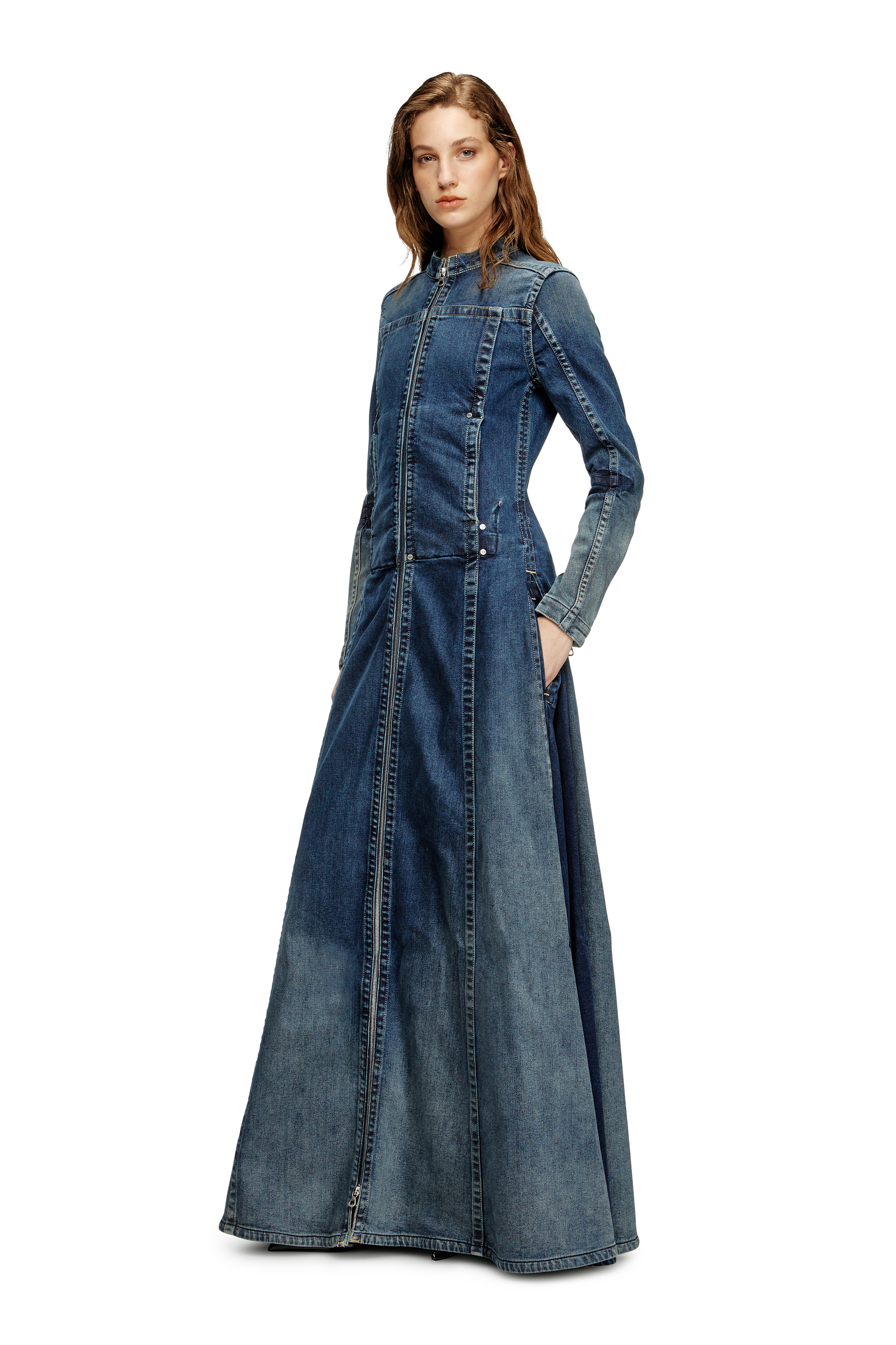 Diesel - DE-RO1-RE-FSG, Woman's Maxi dress in Rehab denim in Medium blue - 1