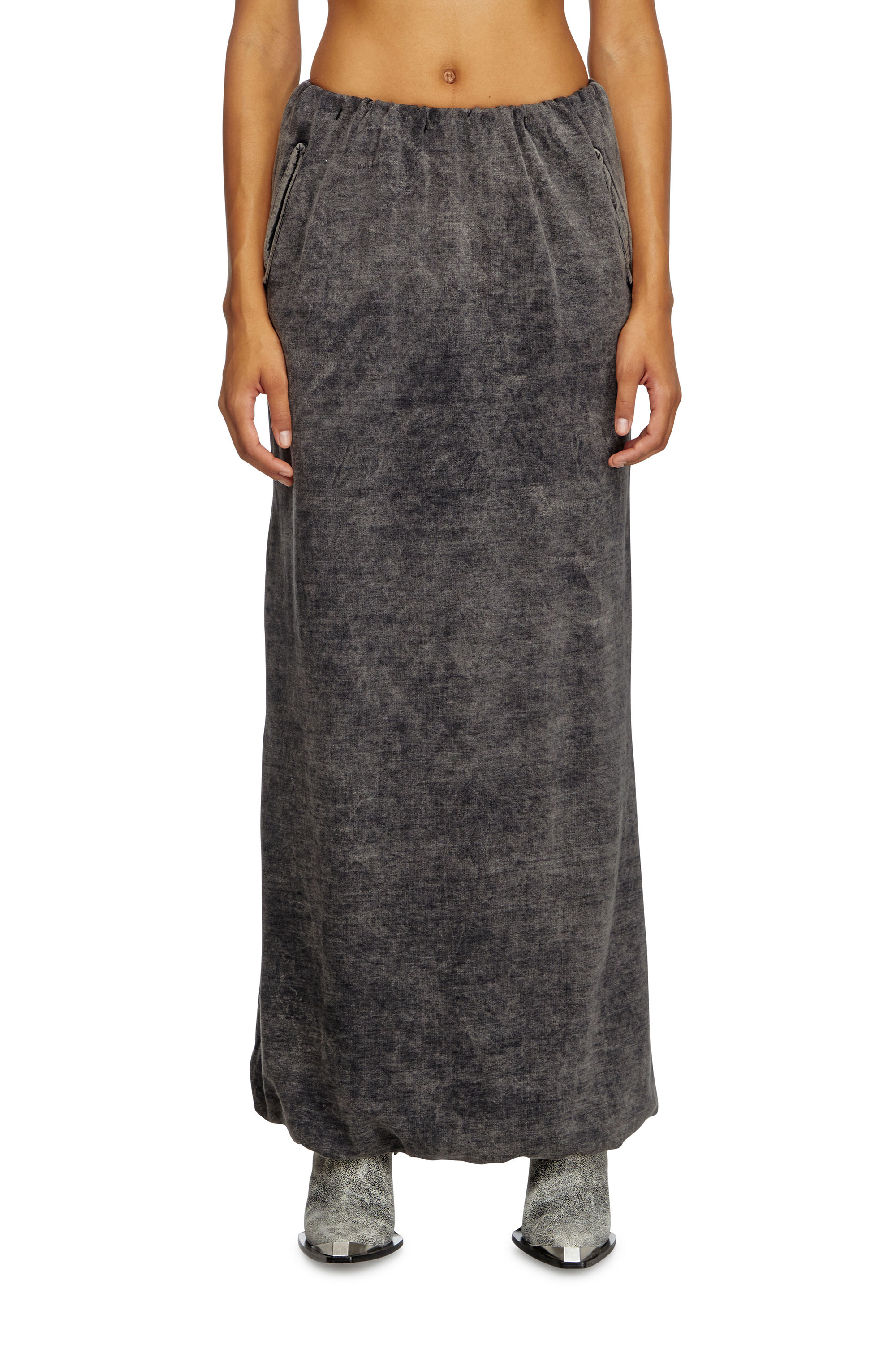 Diesel - O-TULIP, Woman's Long skirt with denim effect in Black - 2