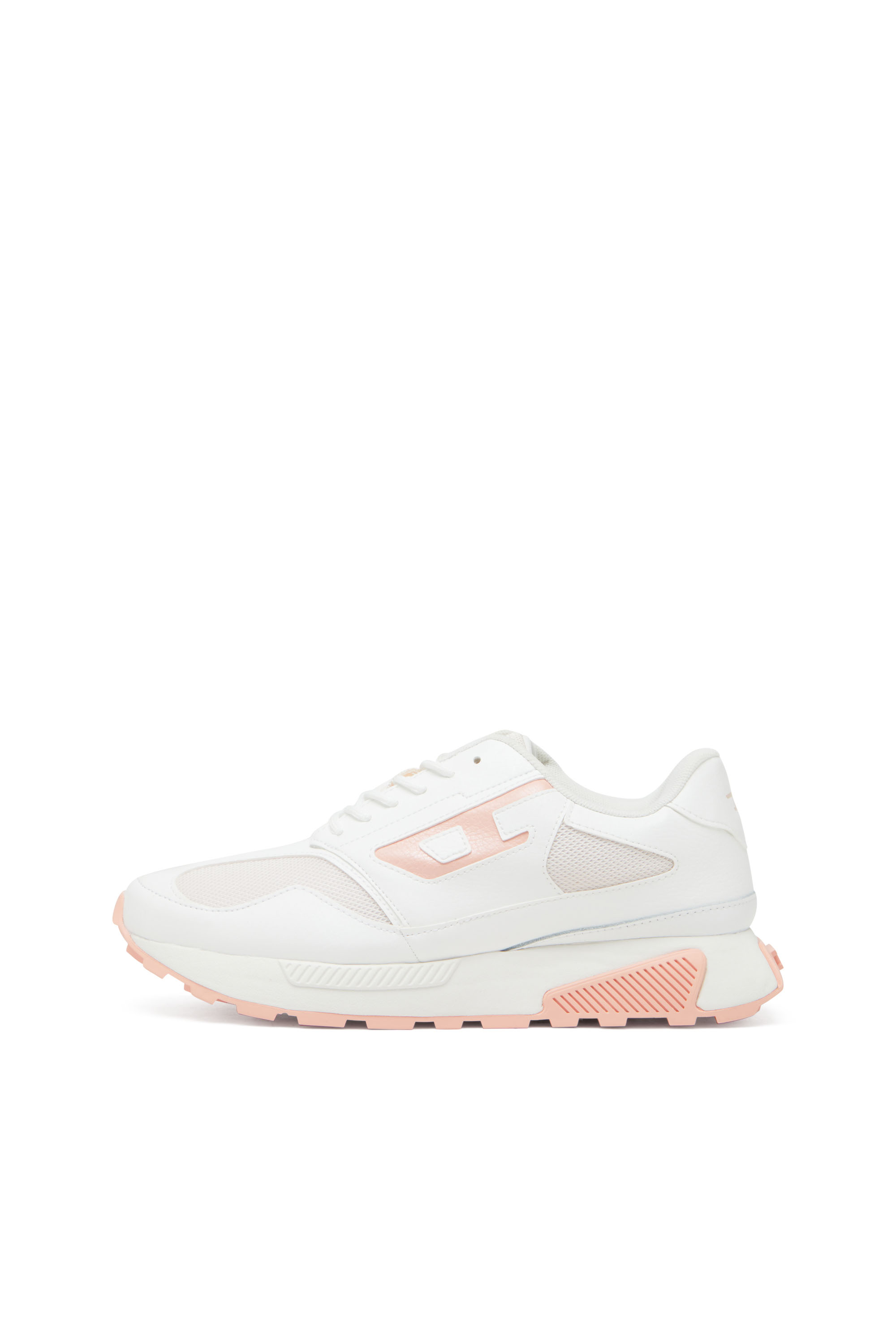 Diesel - S-TAME-D RUNNING W, Woman's Mesh and suede sneakers with metallic logo in White/Pink - 7