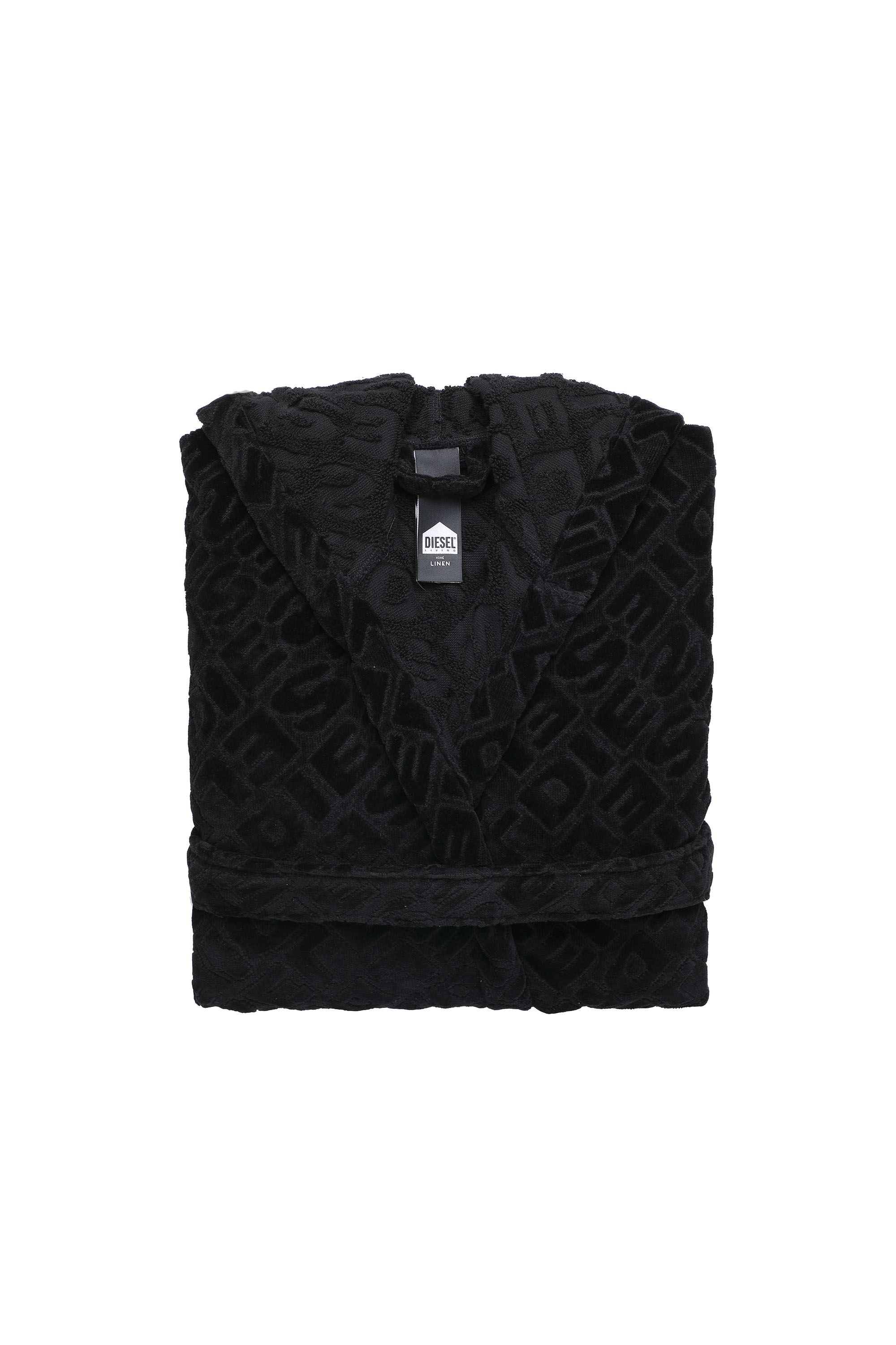 Diesel - ACC  3DLOGO     CAP L/XL, Unisex's Bathrobe with hood 3D LOGO, L/XL in Black - 1