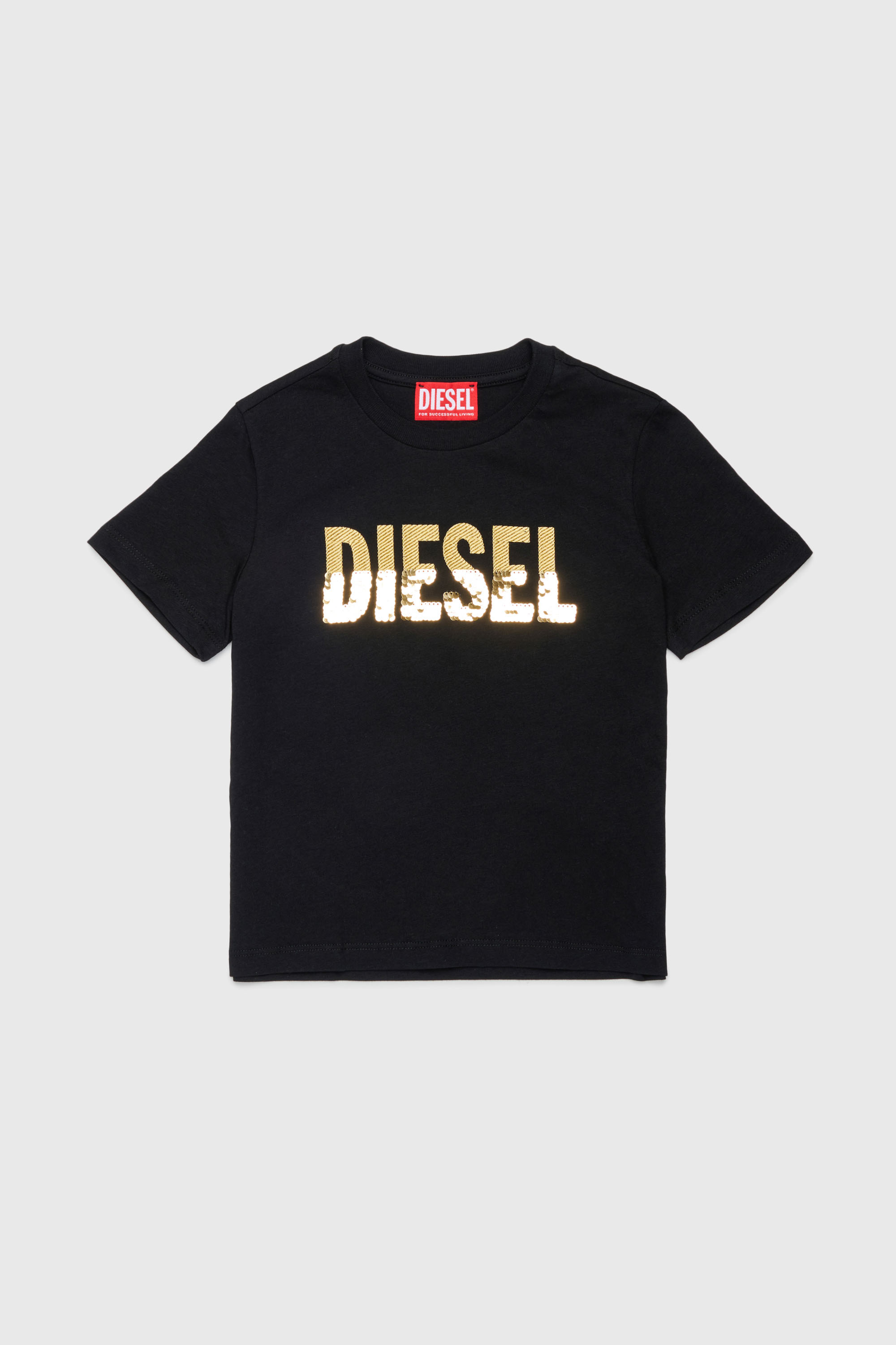 Cotton T-shirt with sequin logo