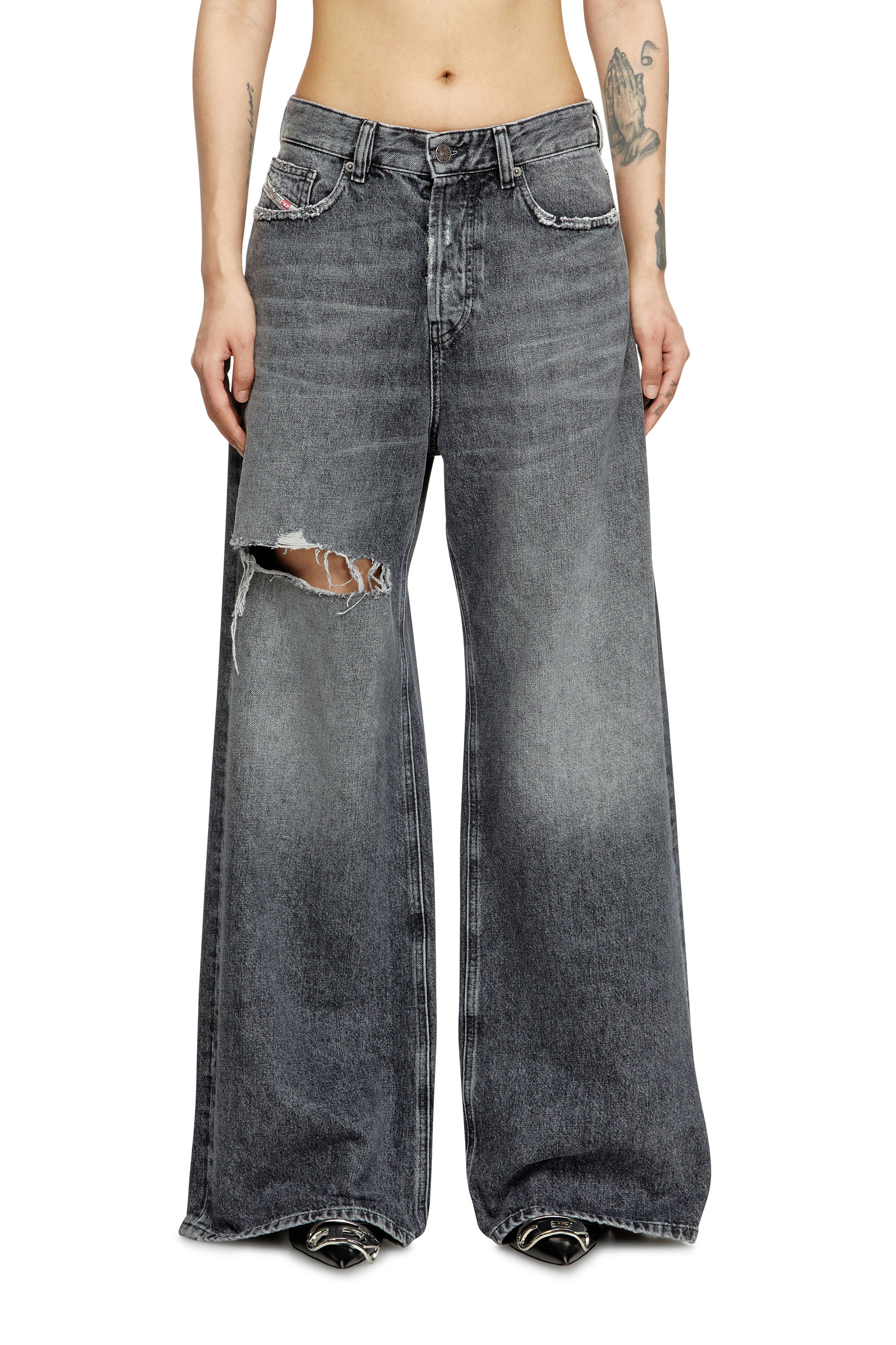 Diesel - Woman's Relaxed Jeans 1996 D-Sire 007X4, Black/Dark grey - 2