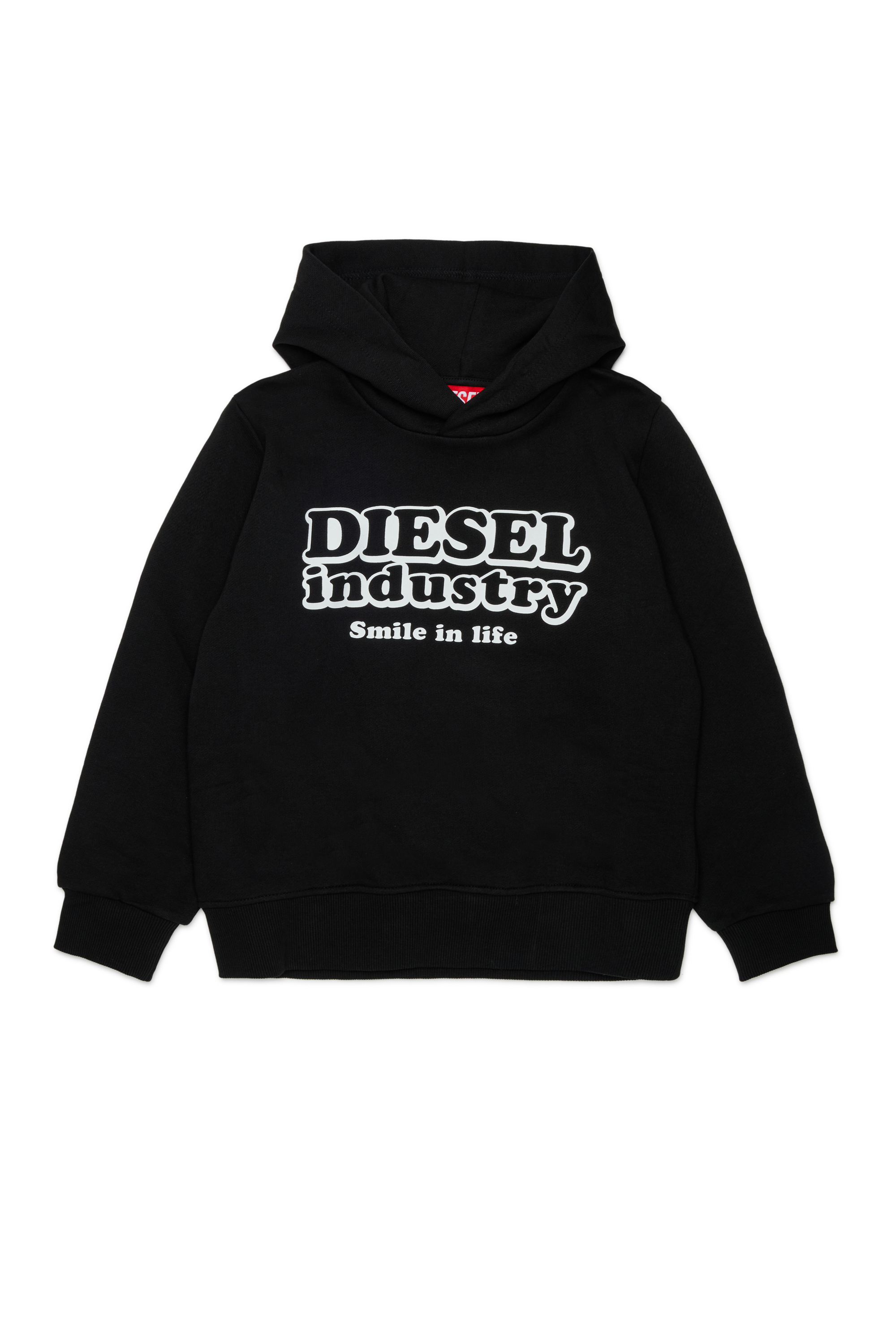Diesel - SLODIMHOOD OVER, Man's Hoodie with Diesel Industry print in Black - 1
