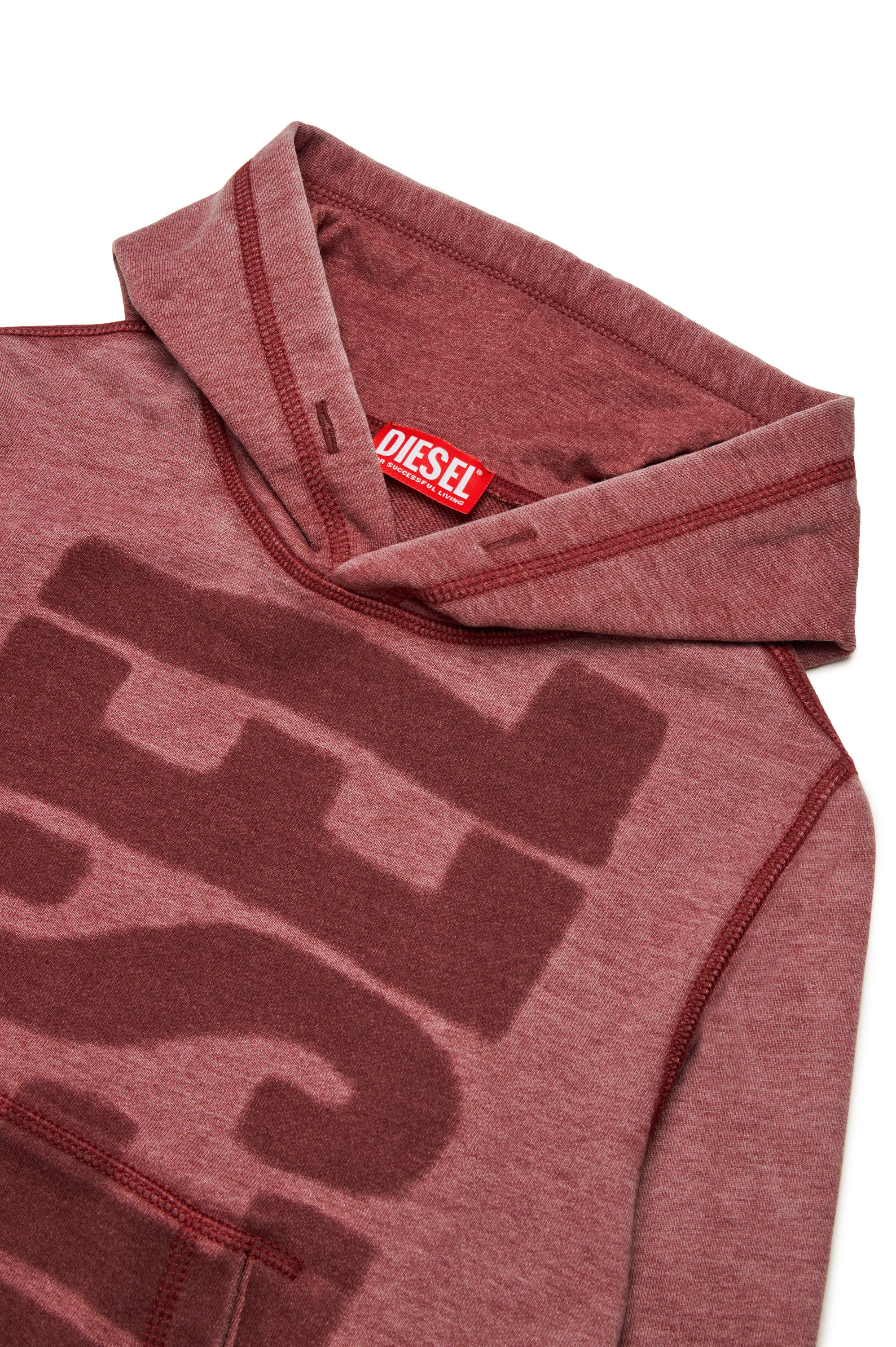 Diesel - SGINNHOODL1 OVER, Man Burnout hoodie with logo in Red - Image 3