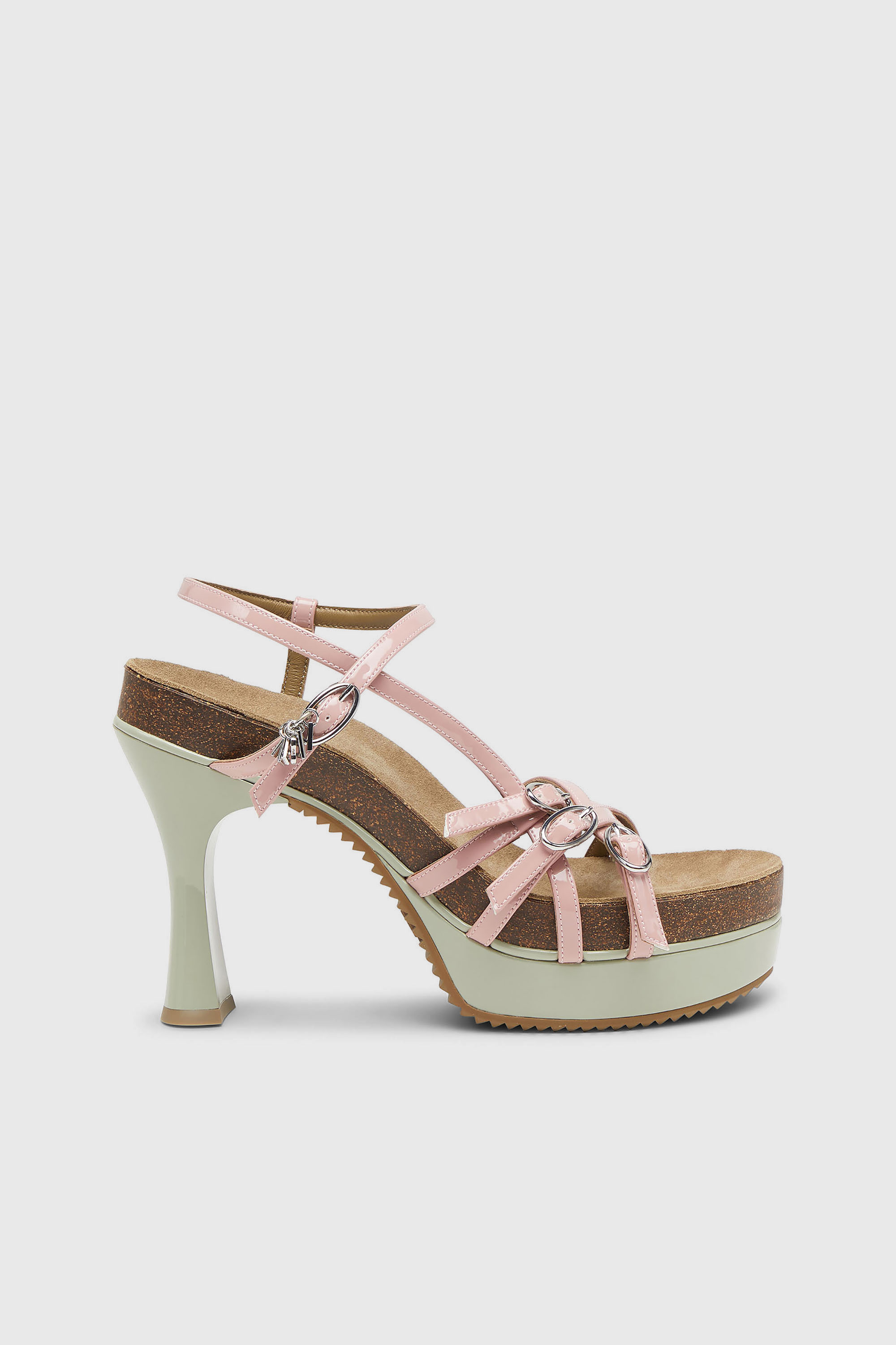 D-Woodstock-Strappy platform sandals in glossy PU
