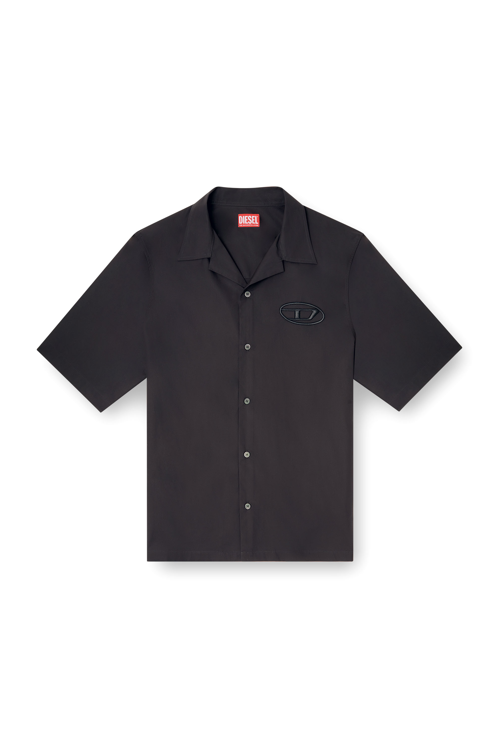 Diesel - S-MAC-PCAL, Man's Bowling shirt with Oval D in Black - 3