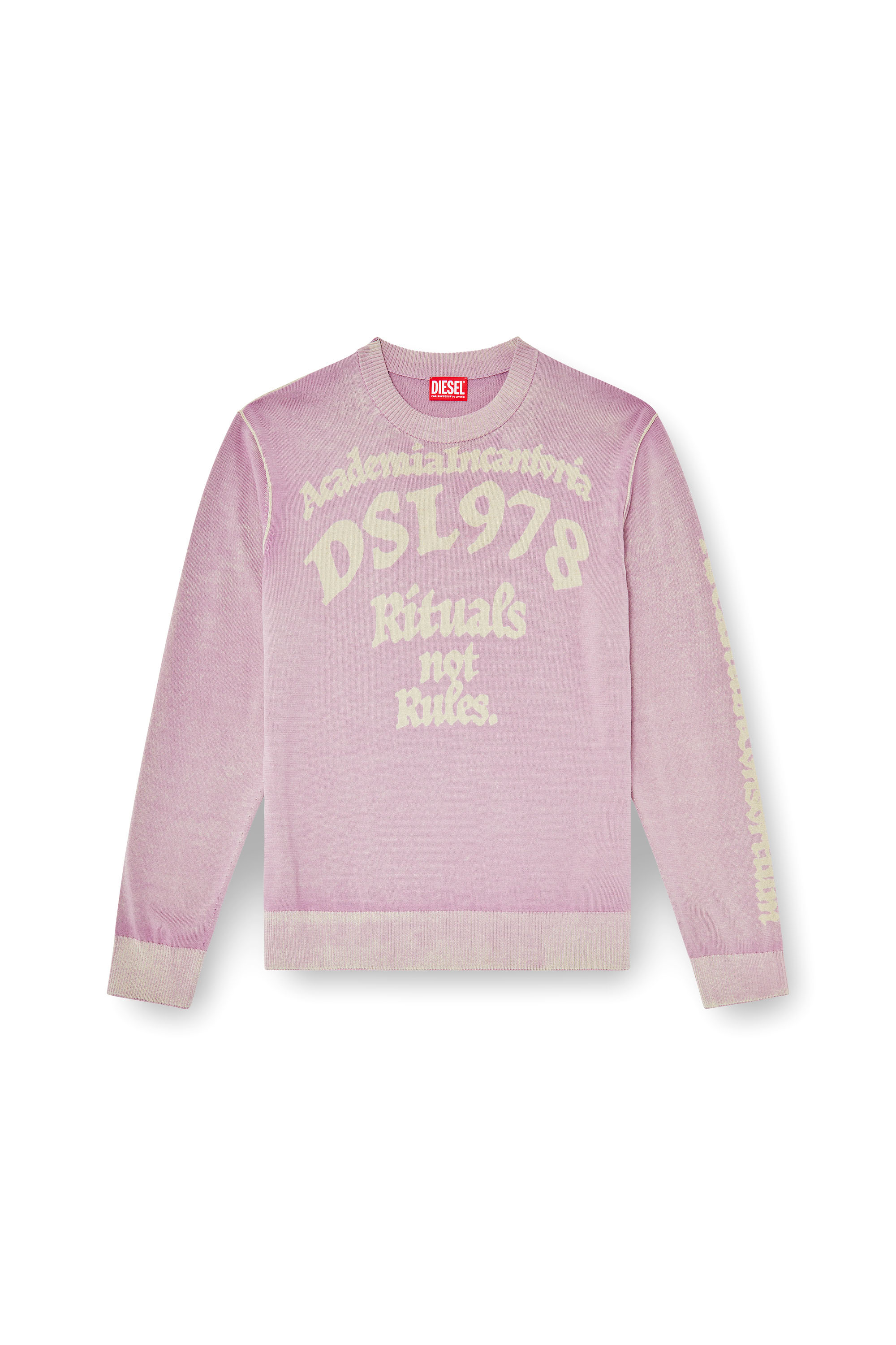Diesel - K-LAUTI, Man's Treated cotton jumper with slogan in Lilac - 3