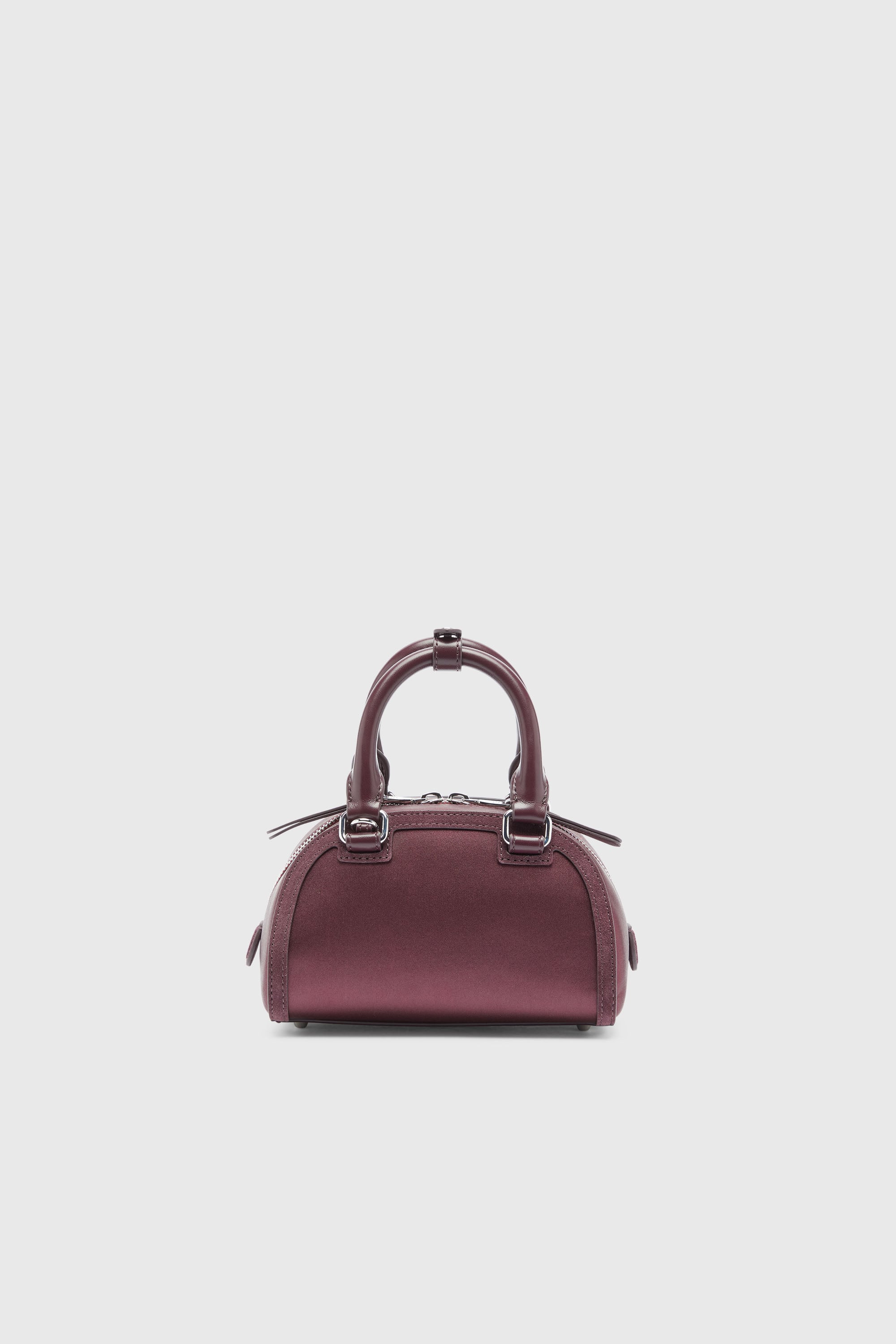 Diesel - 1DR DOME CROSSBODY, Woman's 1DR Dome - Small bowling bag in satin and suede in Burgundy - 2