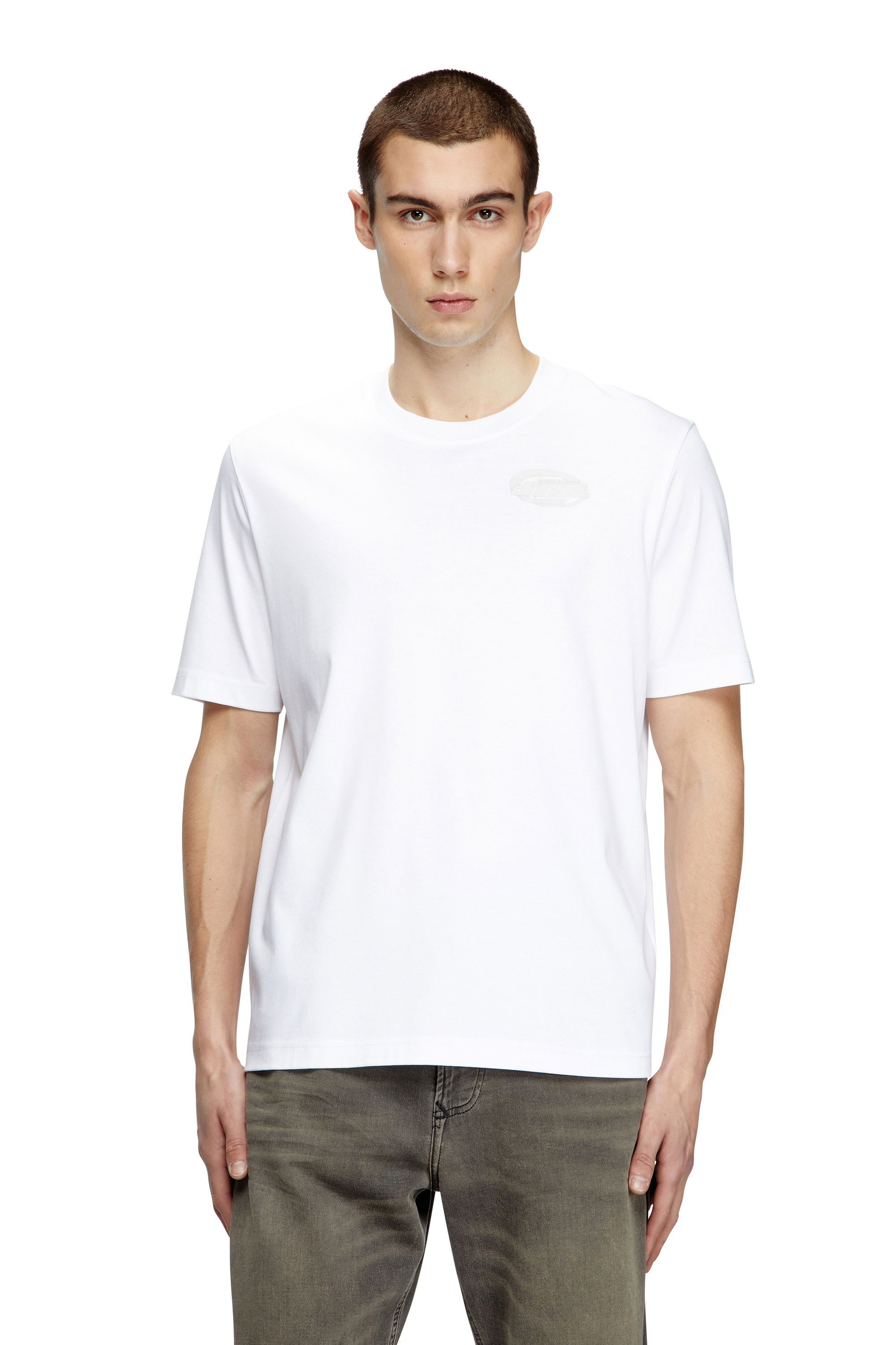 Diesel - T-MADJUST-R2, Man's Mercerized cotton T-shirt with tonal logo in White - 1