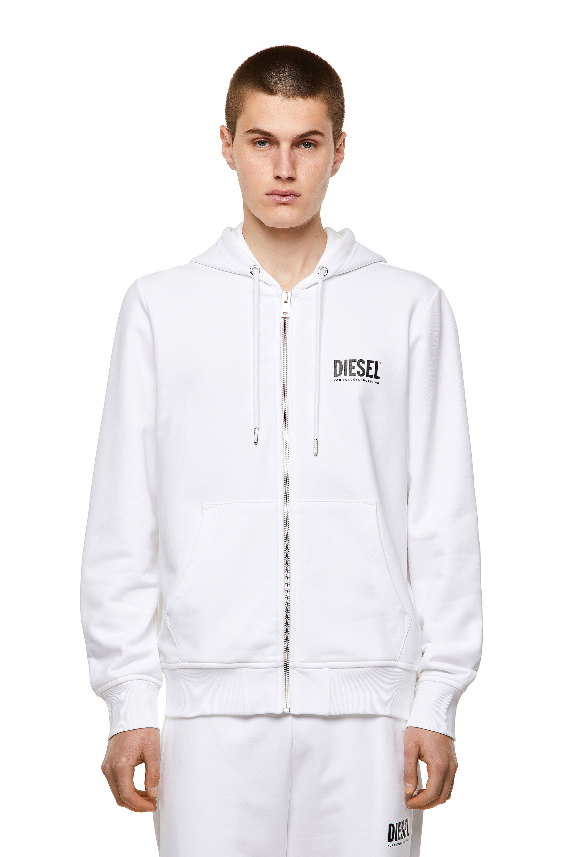 S-GIRK-HOOD-ZIP-ECOL, White - Sweaters