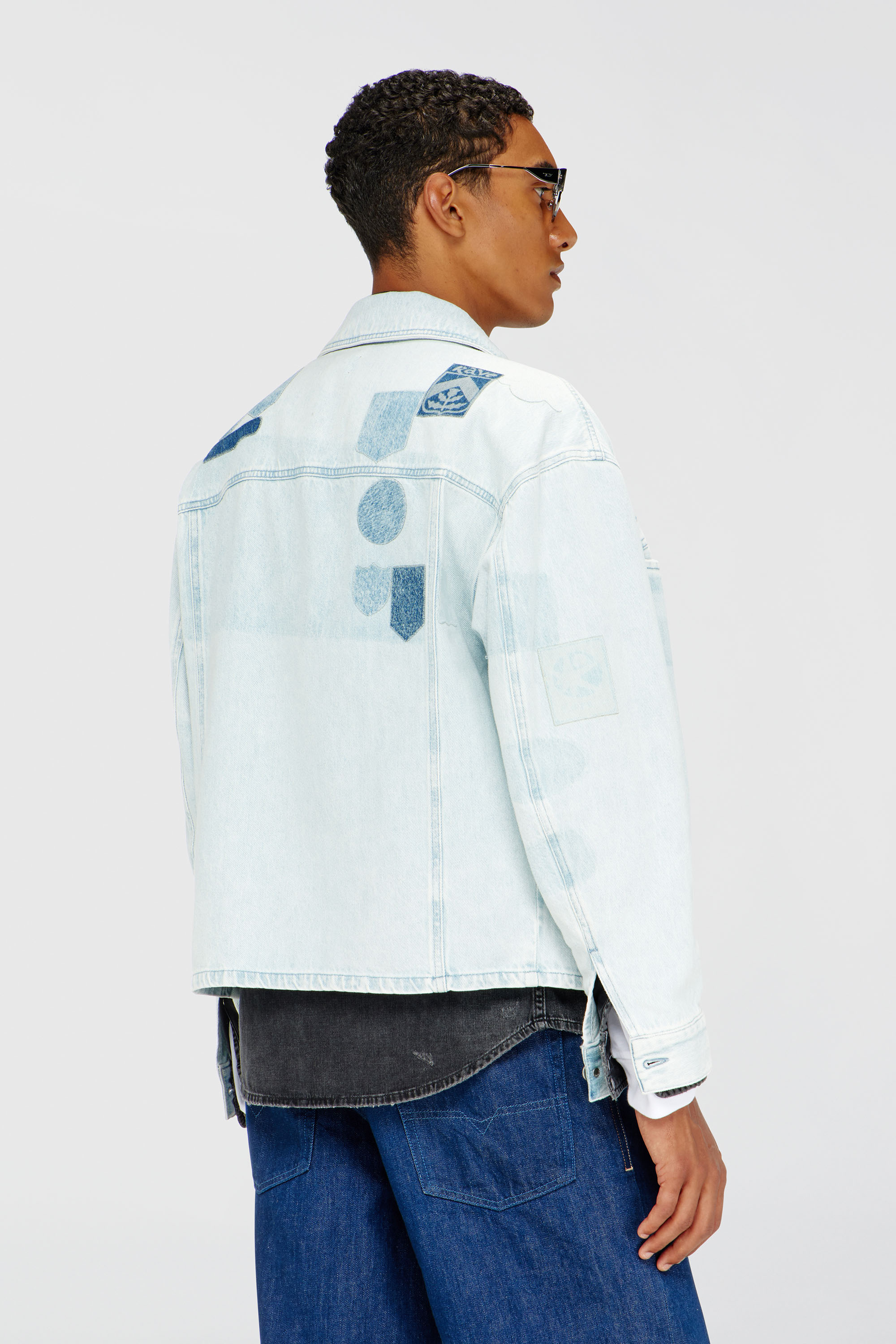 Diesel - D-RYMAVO-S, Unisex's Denim overshirt with patch effects in Light Blue - 4