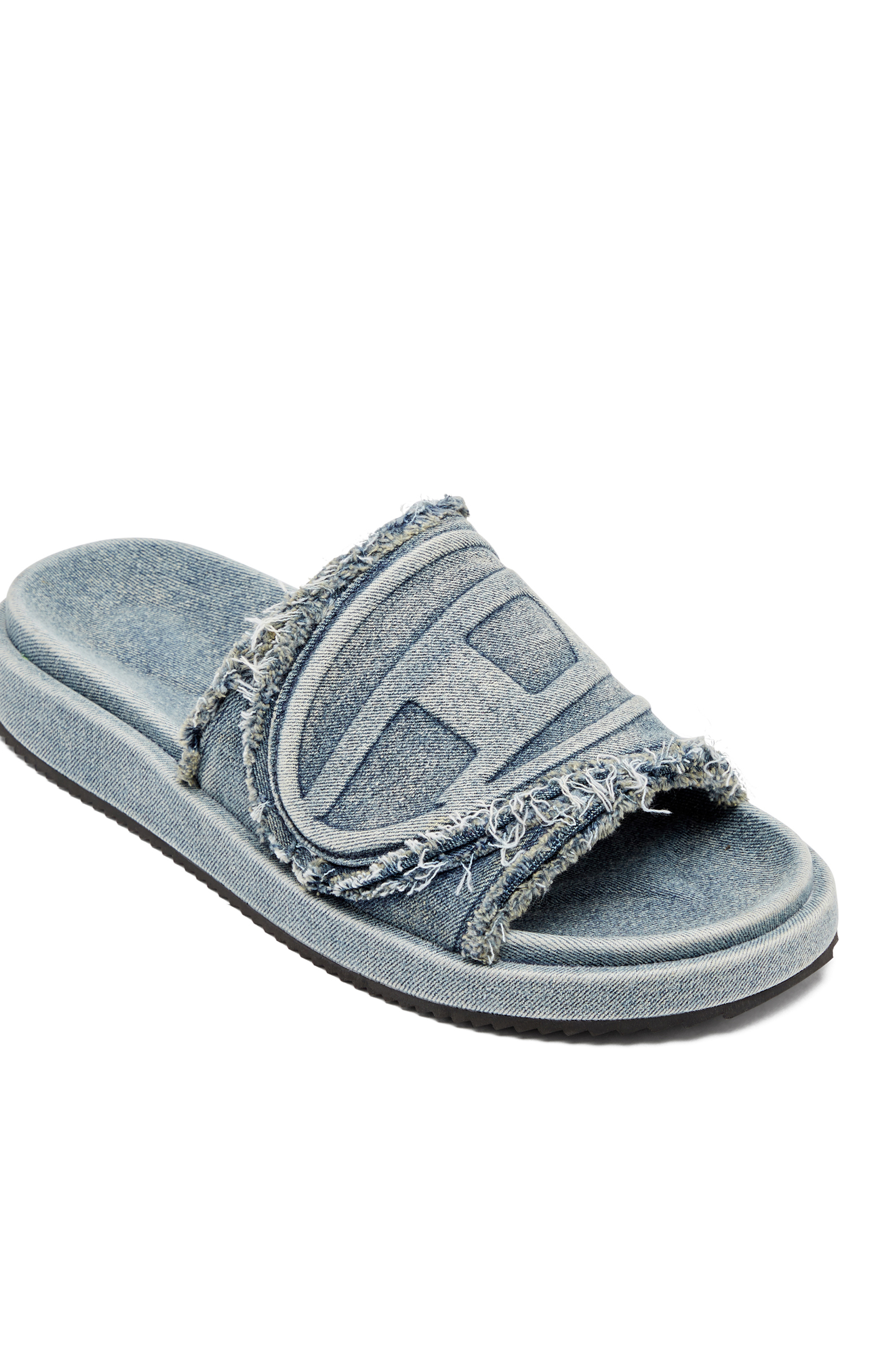 Diesel - SA-SLIDE D OVAL, Unisex's Distressed denim slides in Light Blue - 6