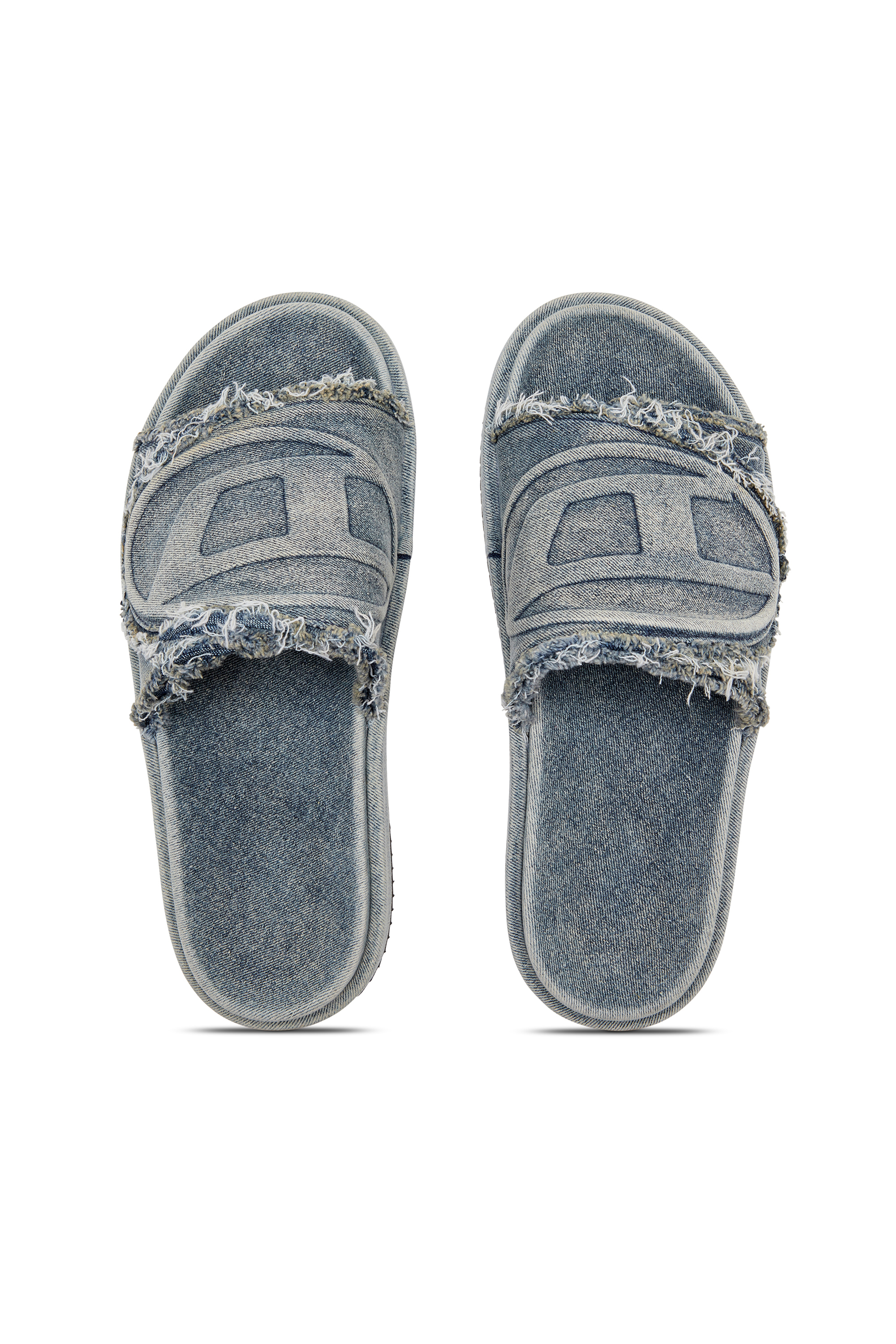Diesel - SA-SLIDE D OVAL, Unisex's Sa-Slide D-Distressed denim slides in Light Blue - 4