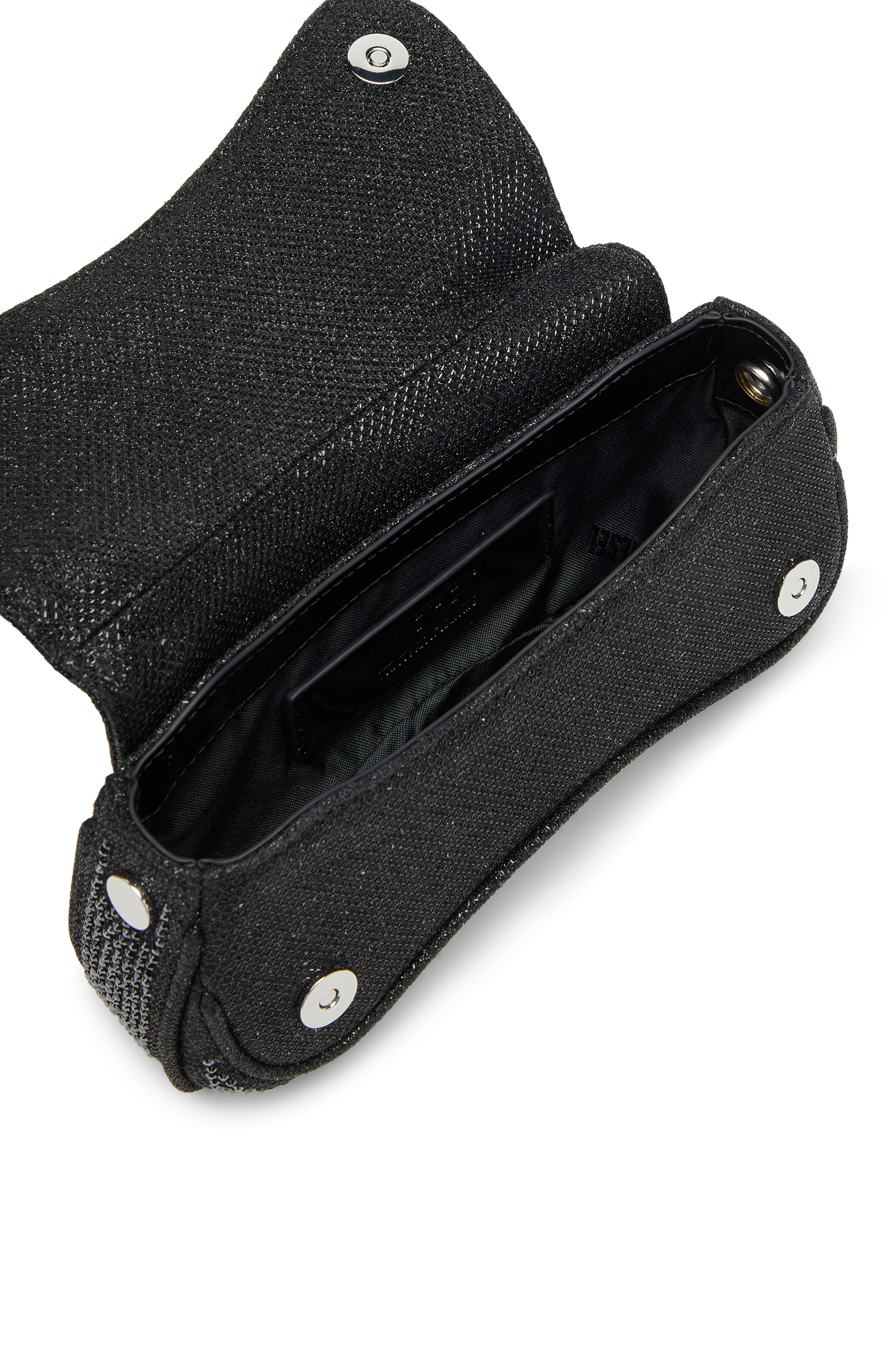 Diesel - PLAY CROSSBODY XS, Woman's Play-Mini crossbody bag in crystal Lurex in Black - 3