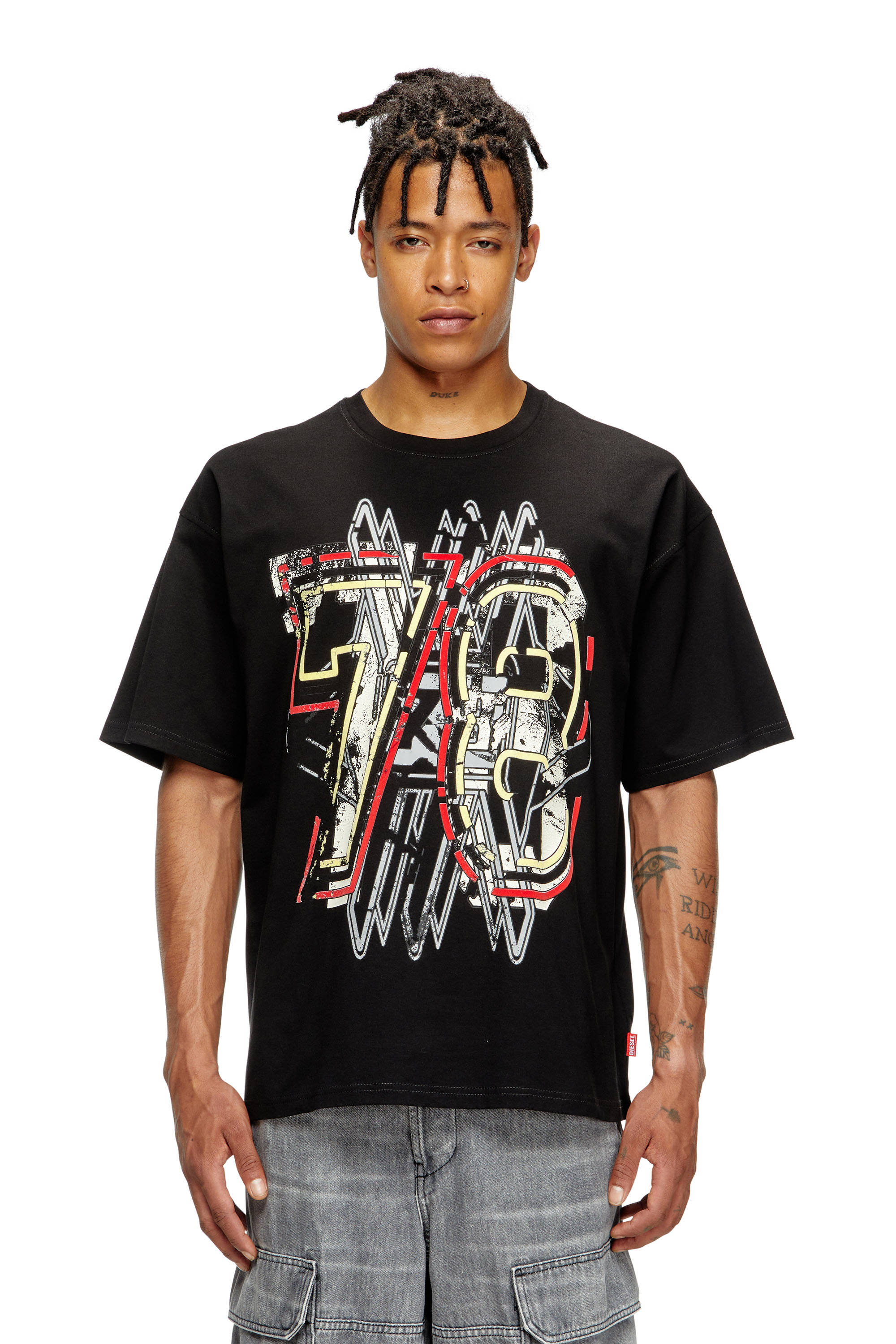 Diesel - T-BOXT-T8, Man's T-shirt with 78 print in Black - 1