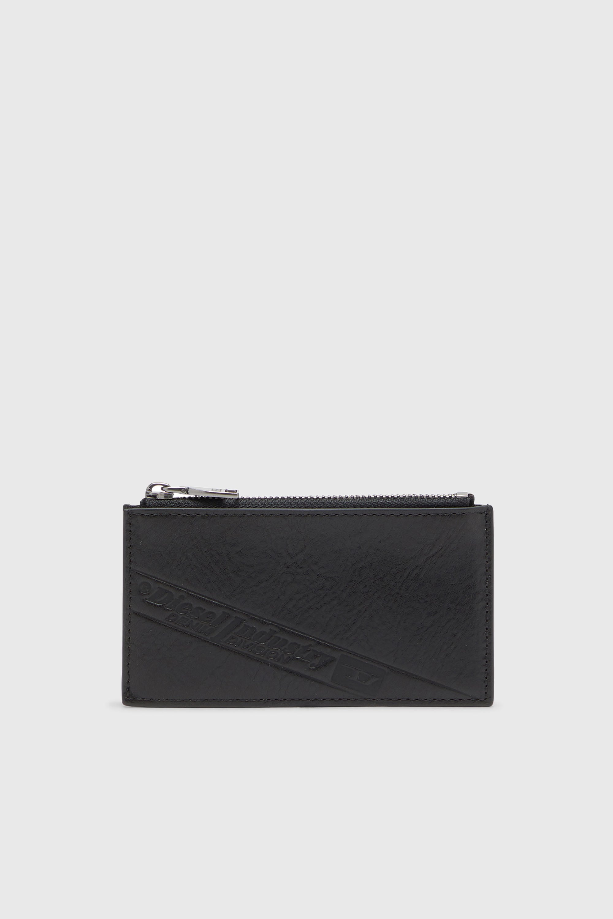 Diesel - FLAG-D CARD HOLDER III, Man's Leather card holder with zip closure in Black - 1