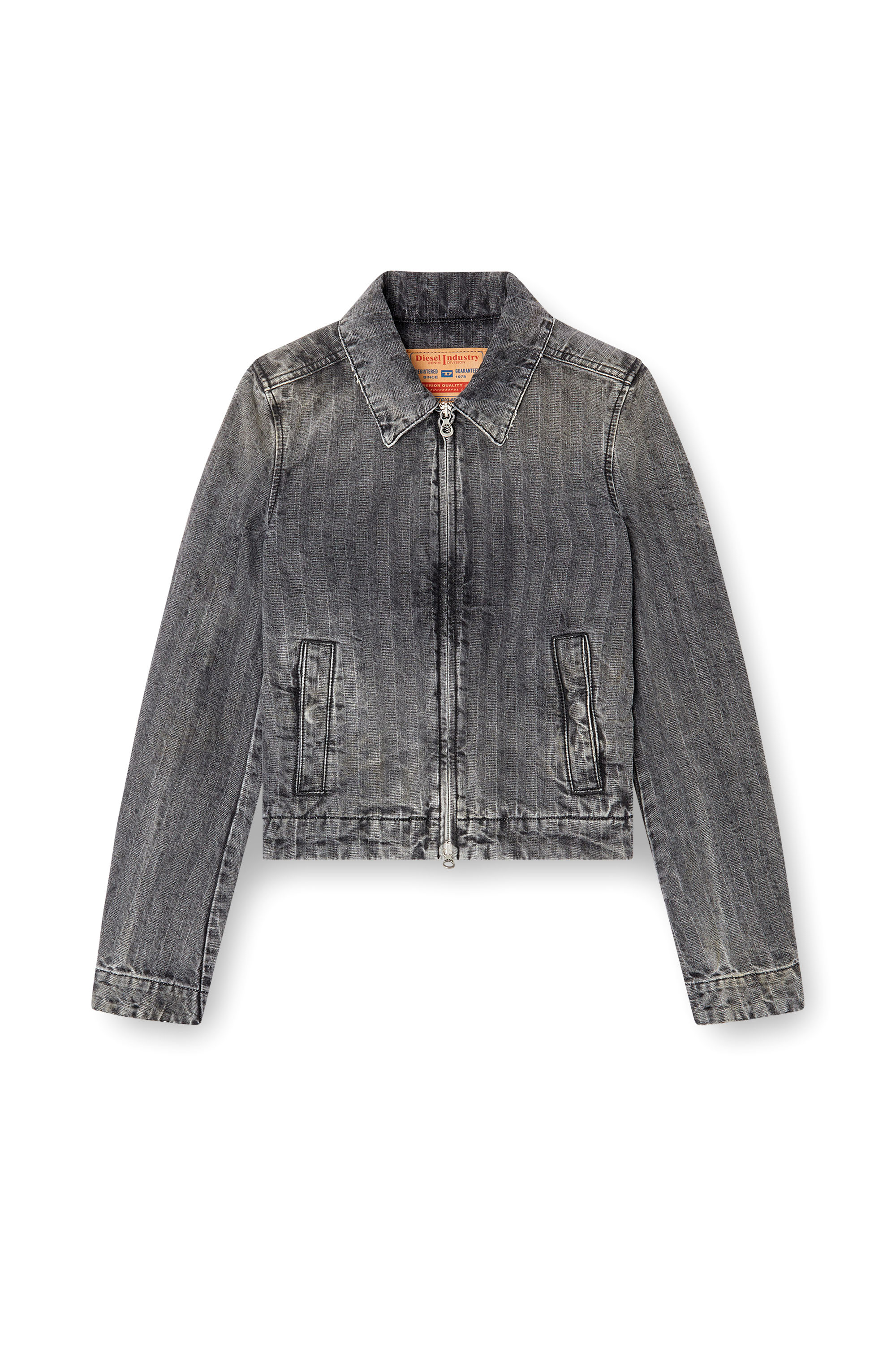 Diesel - DE-CORB, Woman's Jacket in herringbone denim in Light Grey - 3