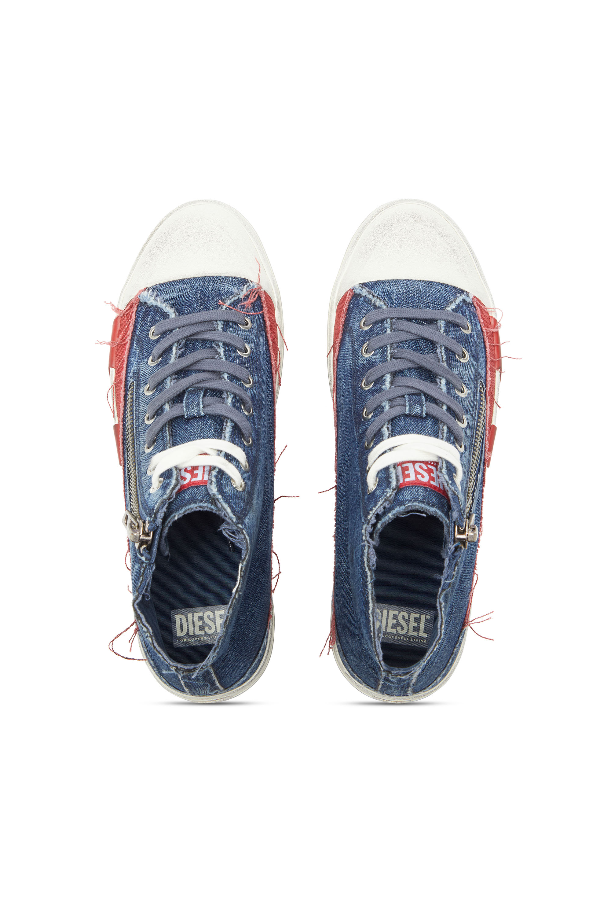 Diesel - S-D-VERSE ZIP MID II, Man's S-D-Verse -  Denim sneakers with D logo in Medium blue - 4