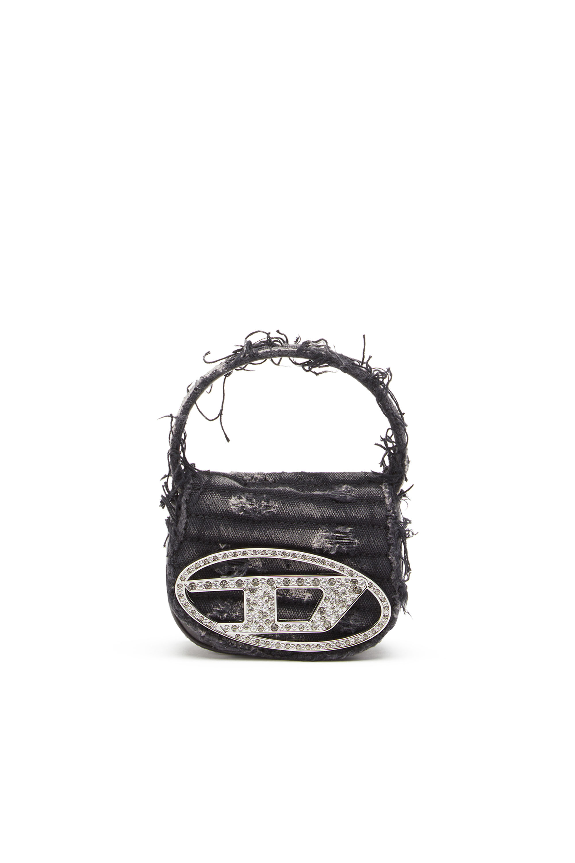 Diesel - 1DR XS, Woman's 1DR XS - Iconic mini bag in canvas and crystals in Black - 1