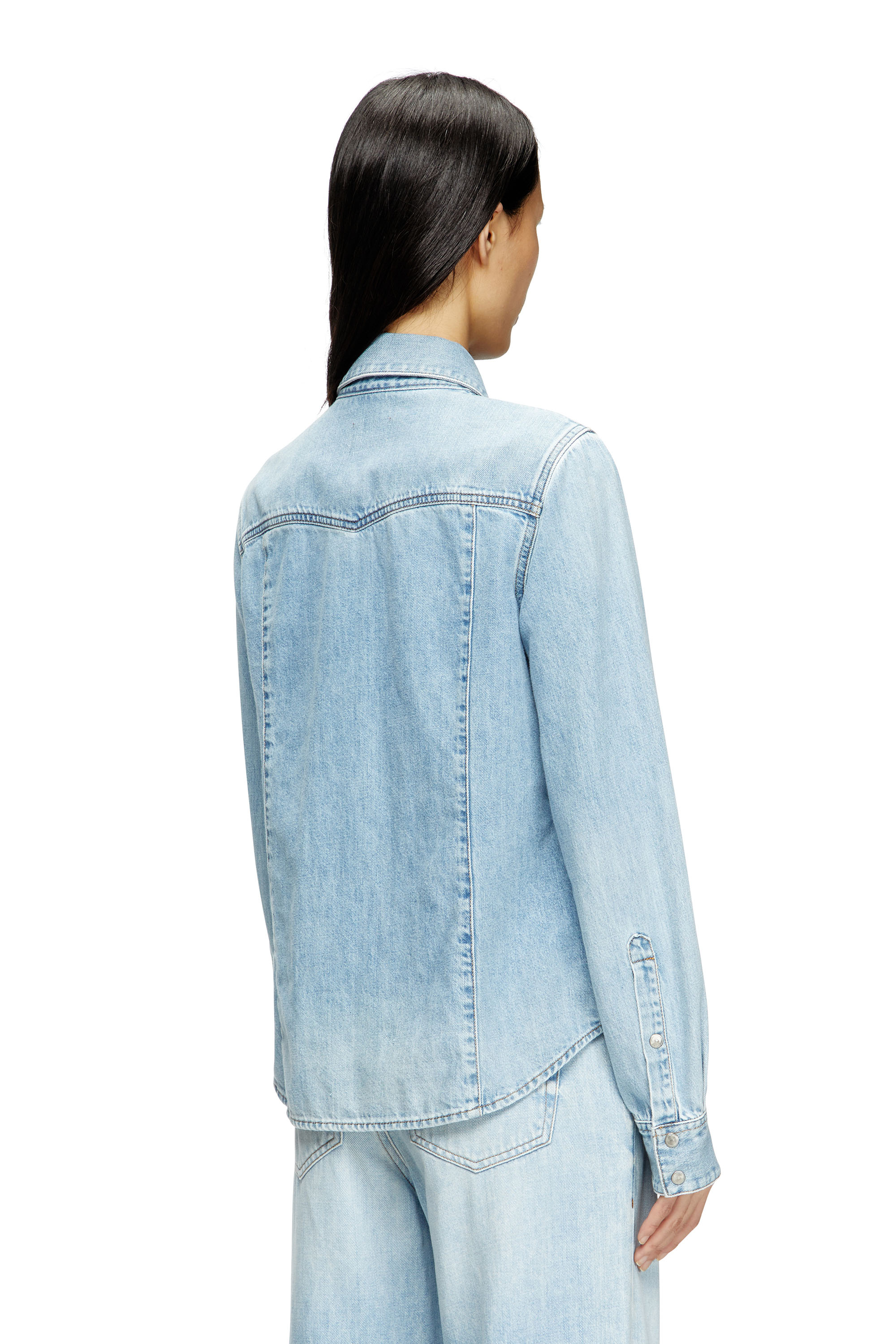 Diesel - DE-WAVES, Woman's Western shirt in denim in Light Blue - 4