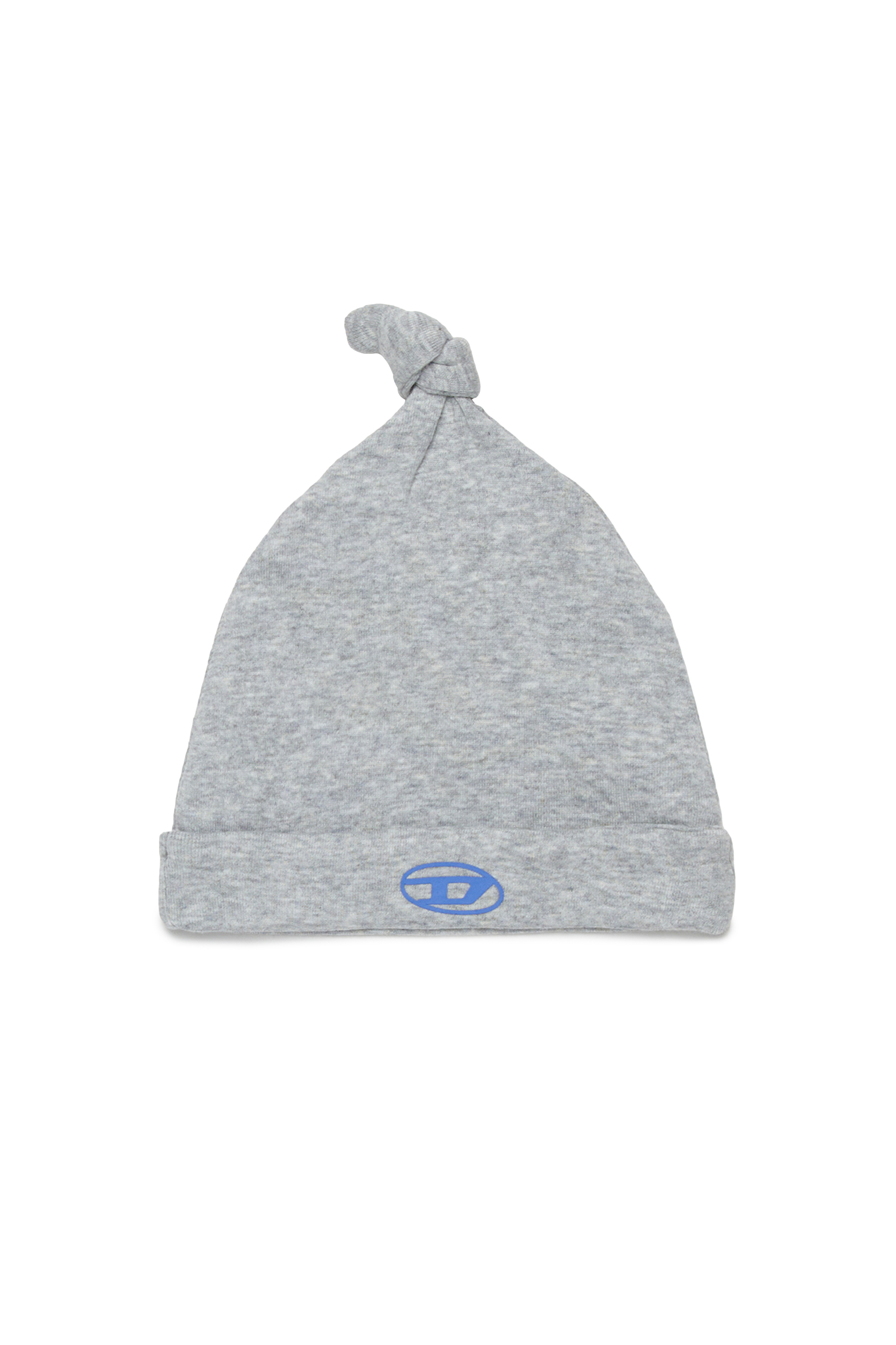 Diesel - FAMOUS-NB, Unisex's Knotted baby beanie with Oval D logo in Grey - 1