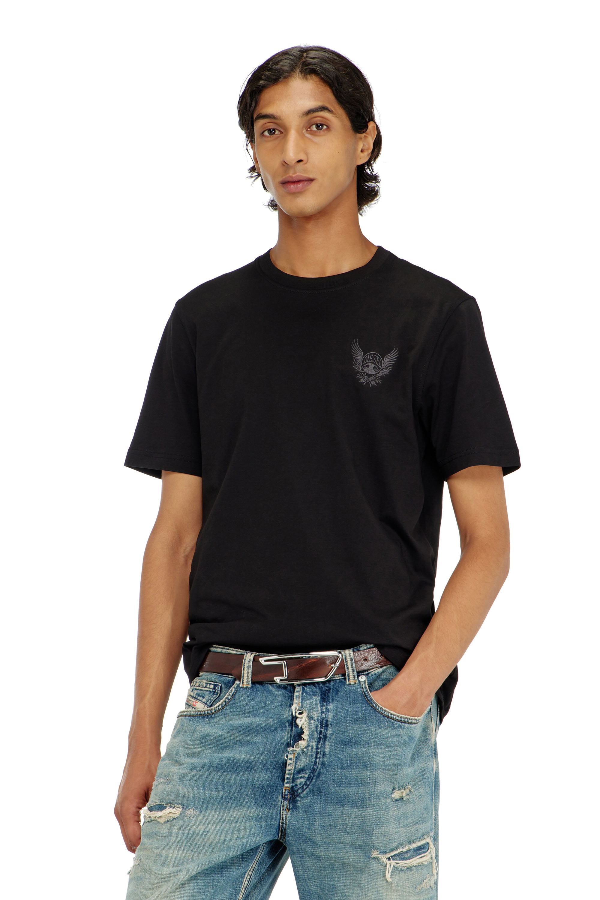 Diesel - T-ADJUST-AA8, Man's Cotton T-shirt with chest logo motif in Black - 1