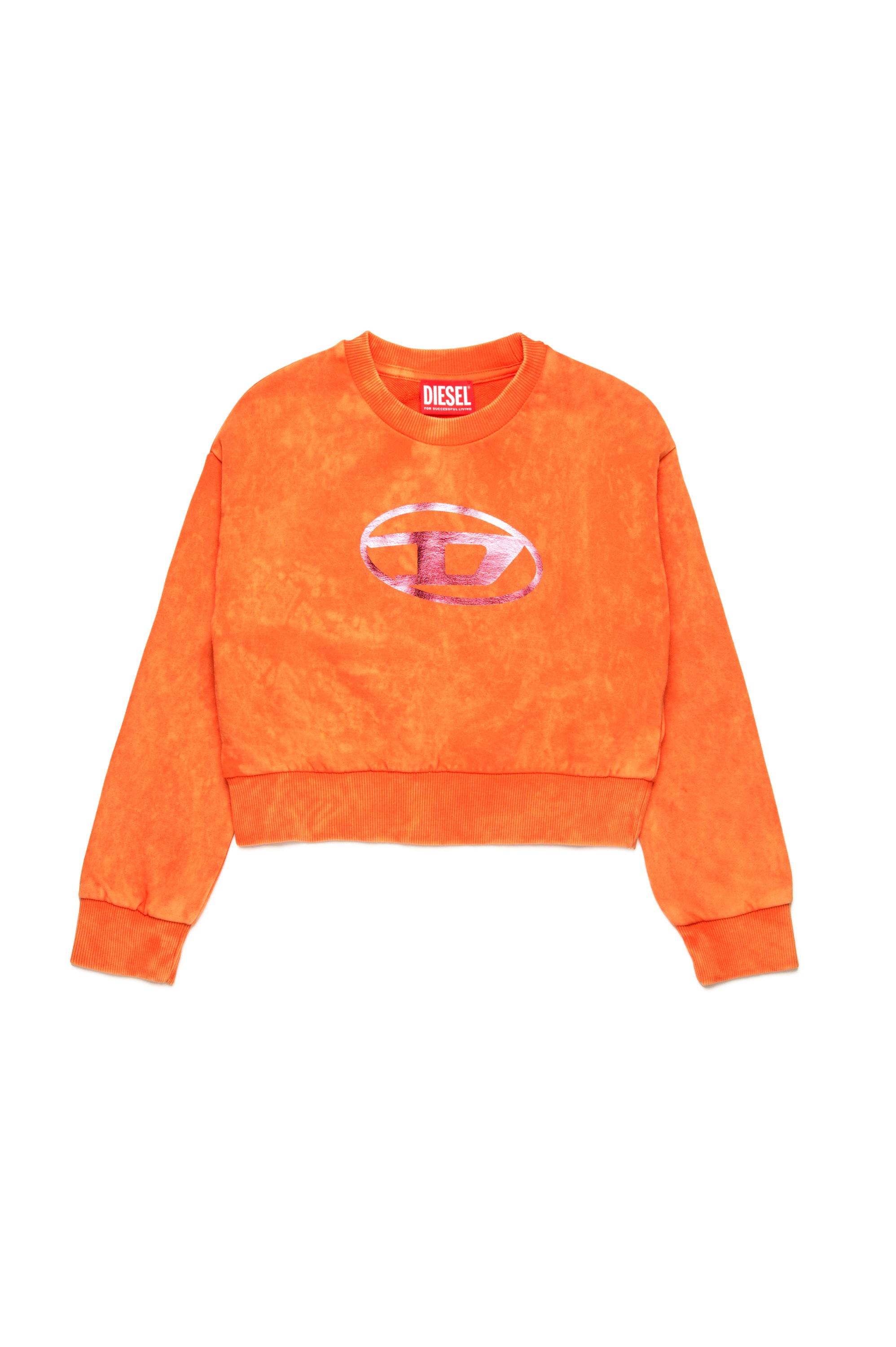 Diesel - SLEMPY, Woman's Marbled sweatshirt with metallic logo in Orange - 1