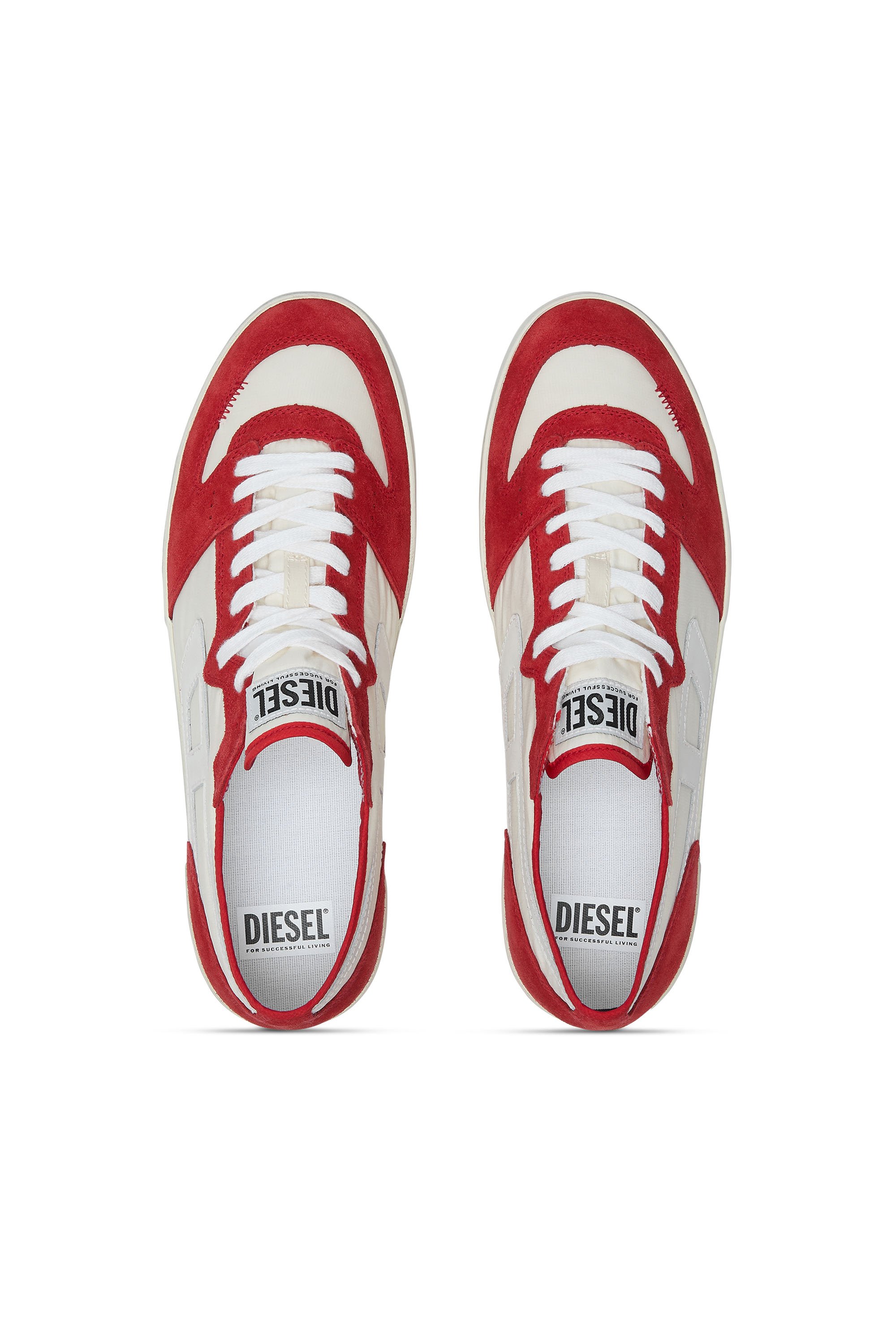 Diesel - S-LEROJI D-1 LOW, Man's Sneakers in padded ripstop and suede in Red/White - 5