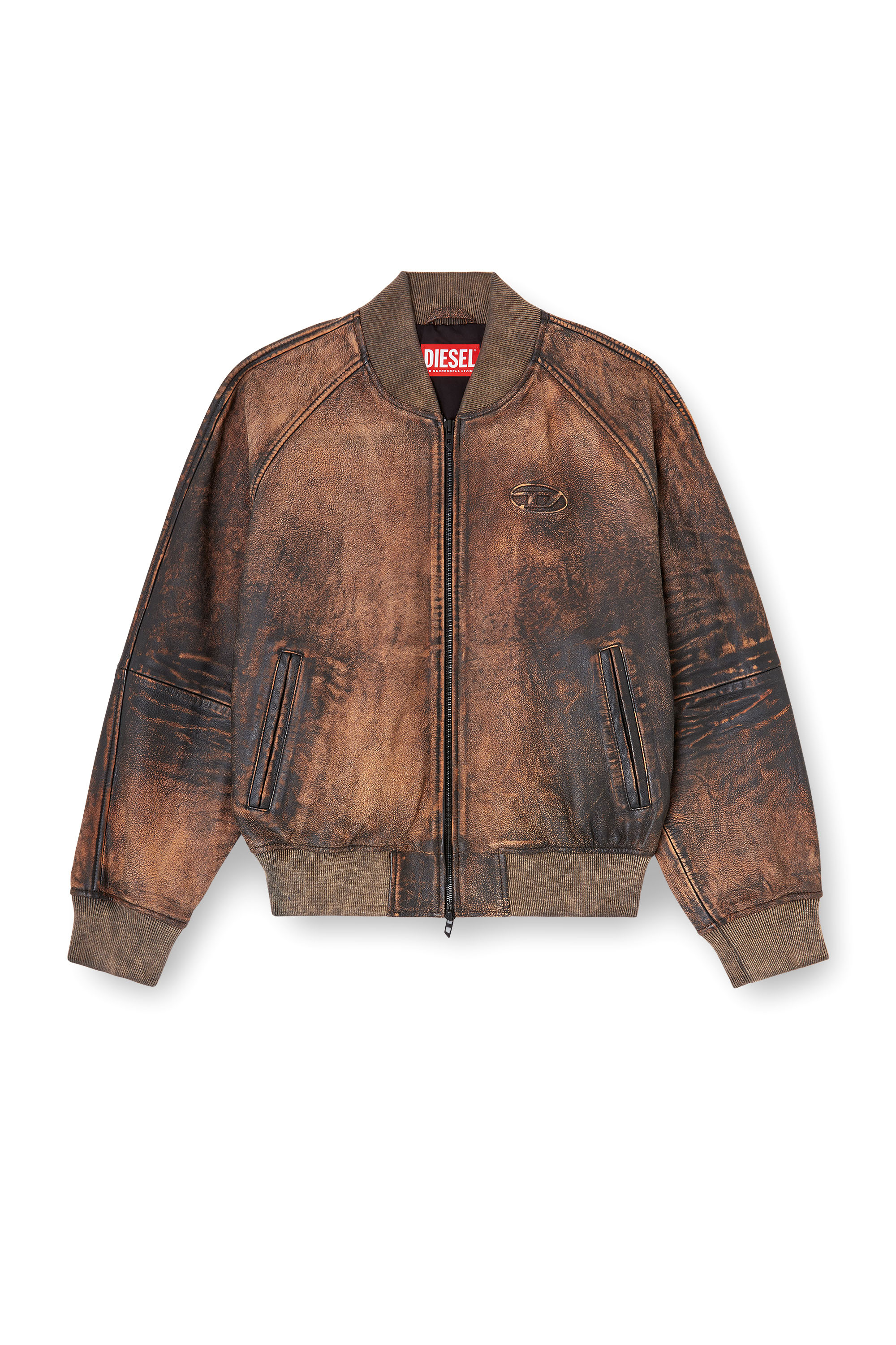 Diesel - L-COBB-FEM, Woman's Bomber jacket in distressed leather in null - 2