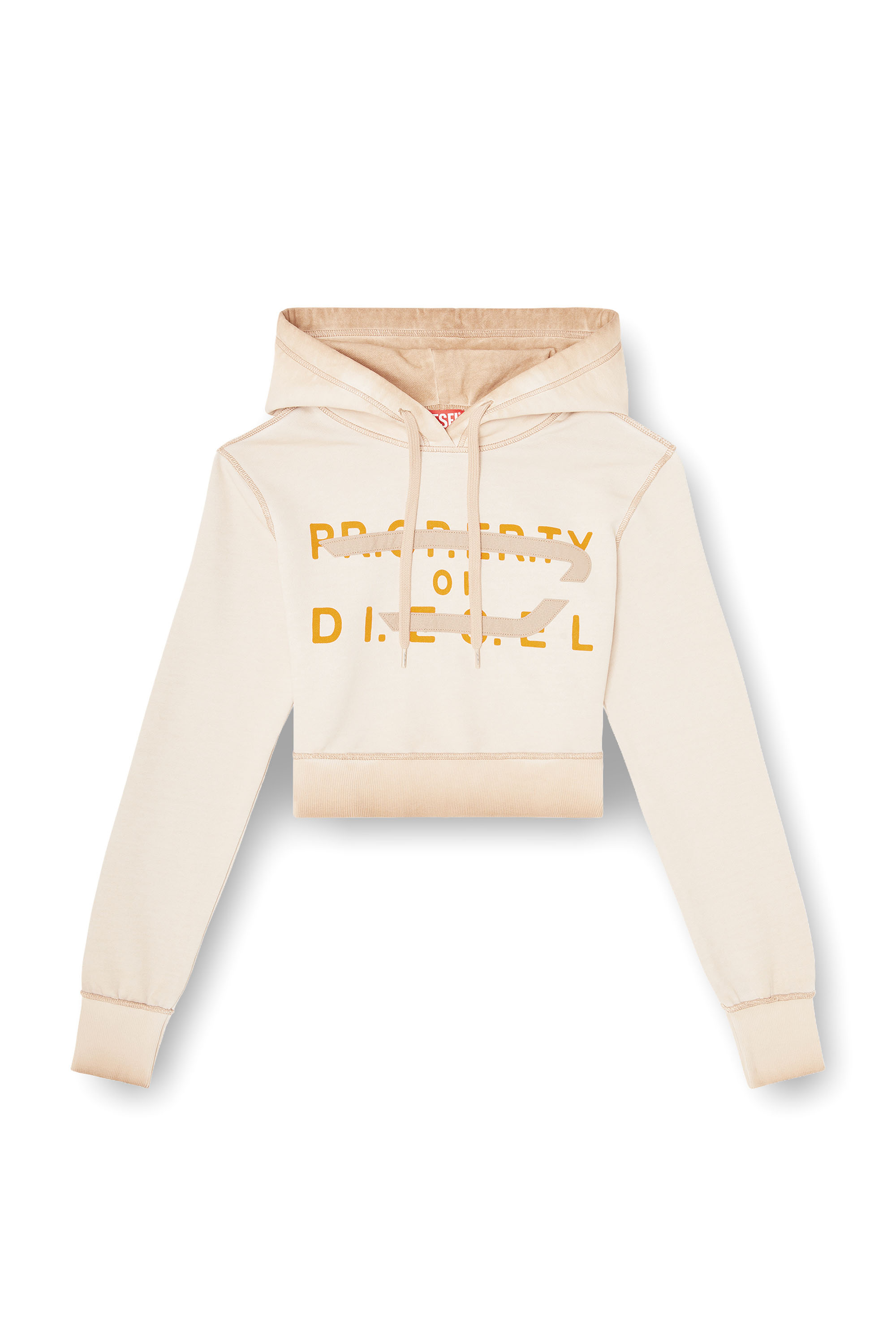 Diesel - F-SLIMMY-HOOD-S1, Woman's Hoodie with print and D appliqu&eacute; in Beige - 2