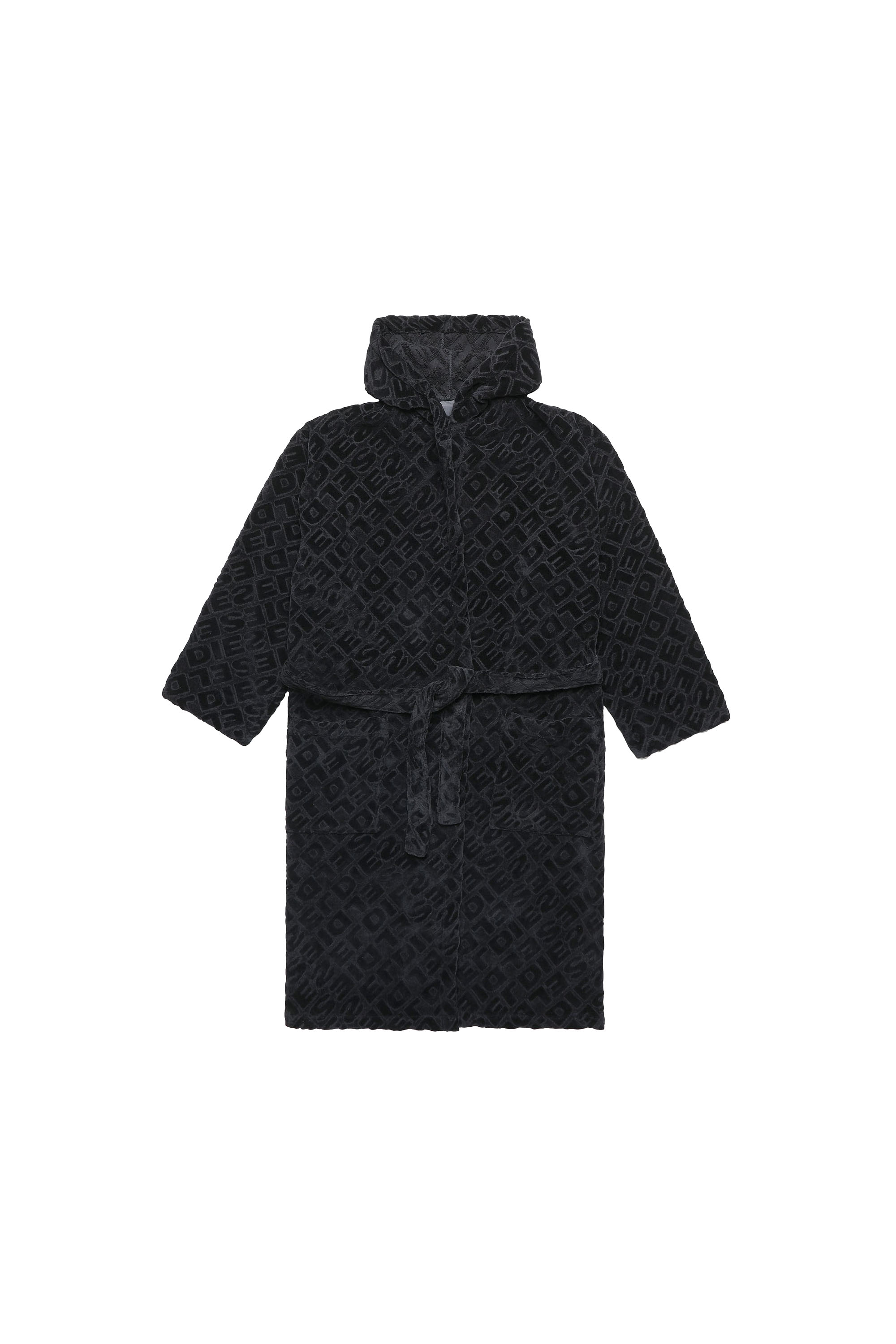 Diesel - ACC  3DLOGO     CAP L/XL, Unisex's Bathrobe with hood 3D LOGO, L/XL in Black - 2