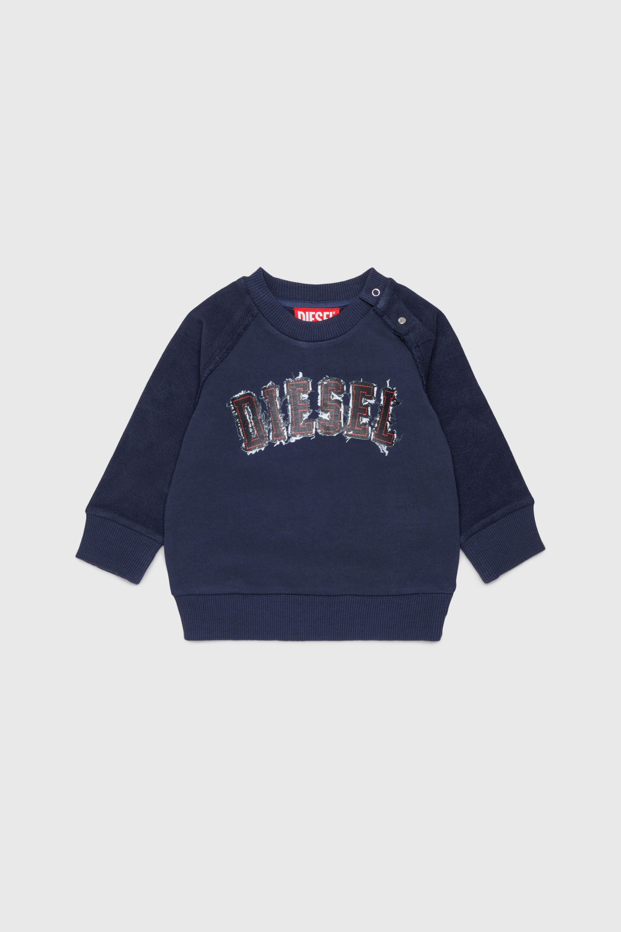 Cotton sweatshirt with frayed-effect logo