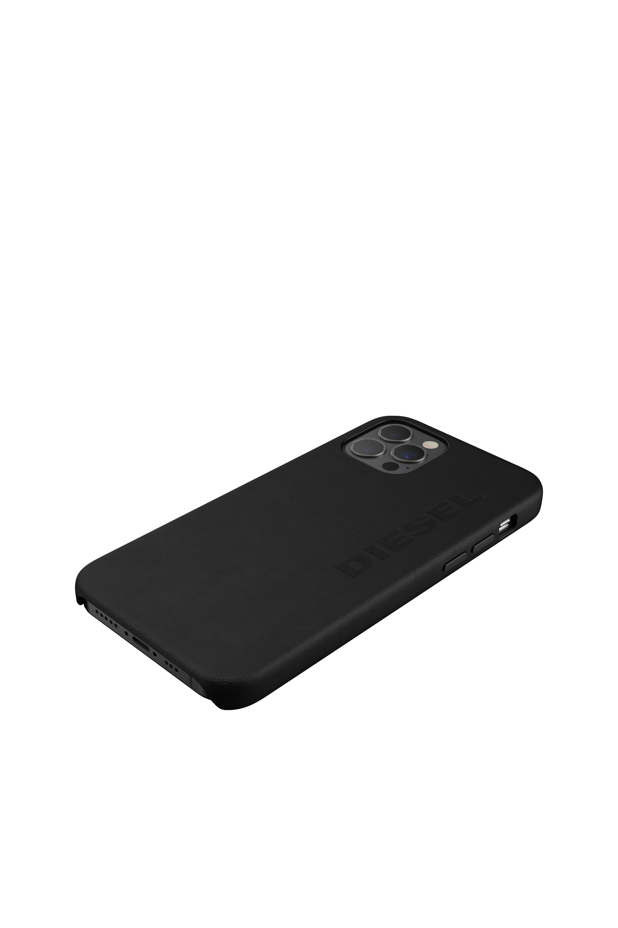 Diesel - 42516 STANDARD CASE, Unisex's Moulded case premium leather wrap for iPhone 12/12 Pro in Black - 4