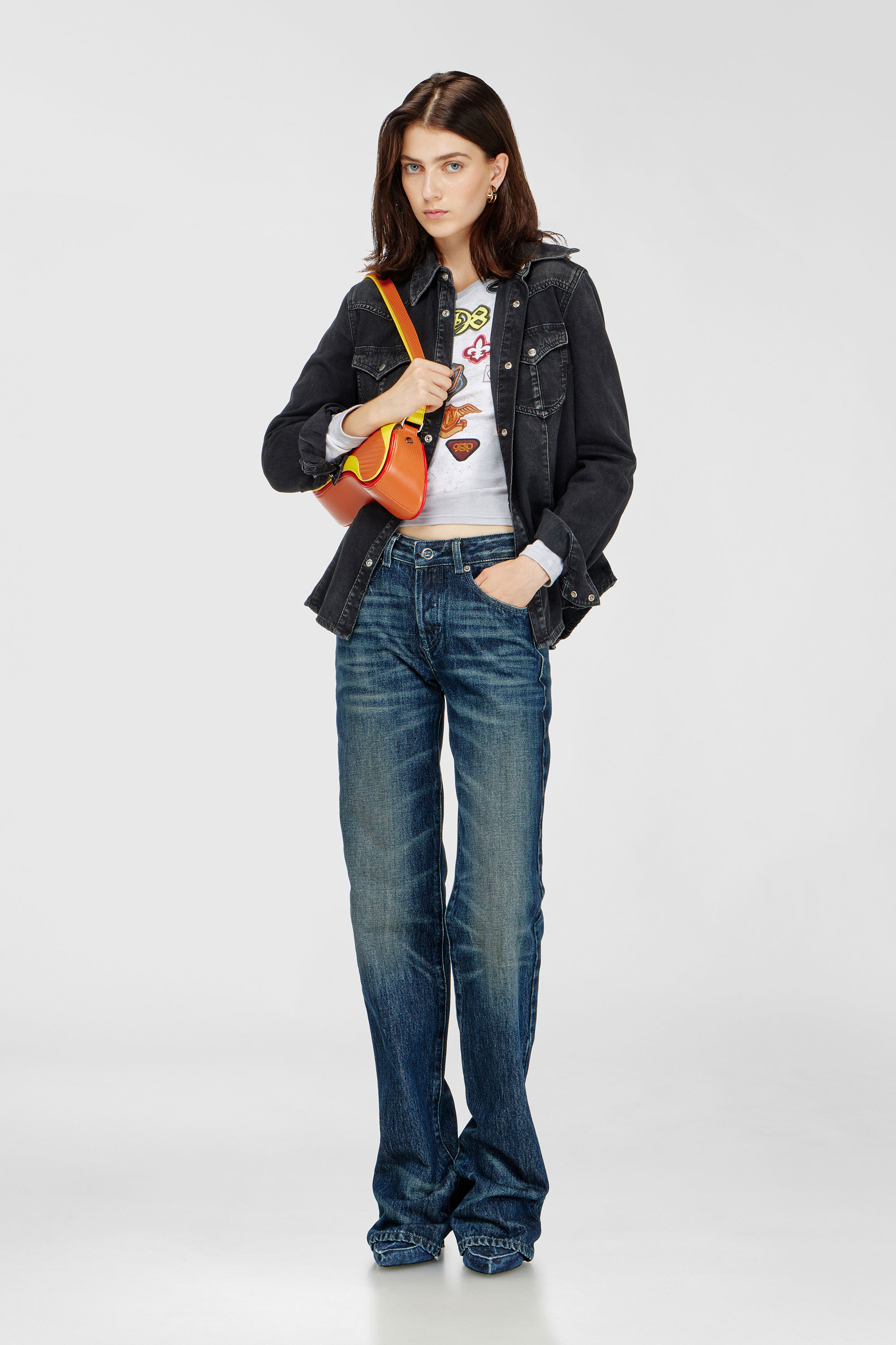 Western shirt in treated denim