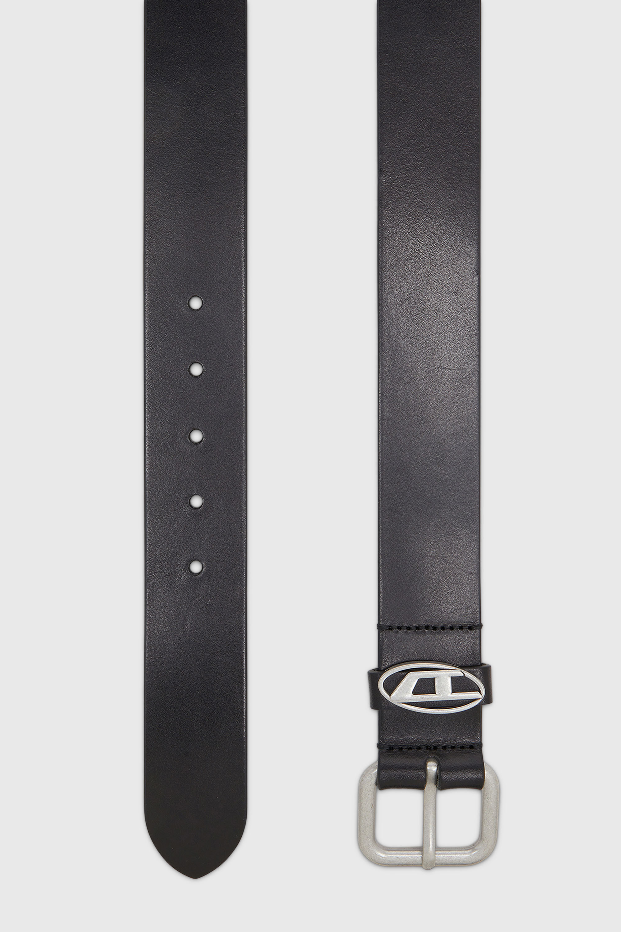 Diesel - B-1DR OVAL D LOOP, Unisex's 4 cm matte leather belt with metal buckle in Black - 2
