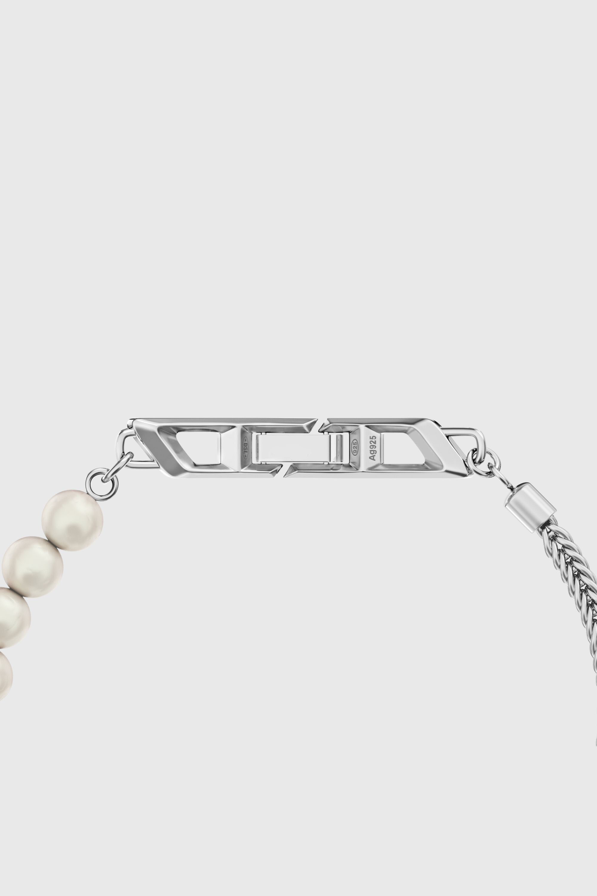 Diesel - DL1368040 STERLING SILVER JEWEL, Unisex's Sterling silver chain and pearl bracelet in Silver - 2