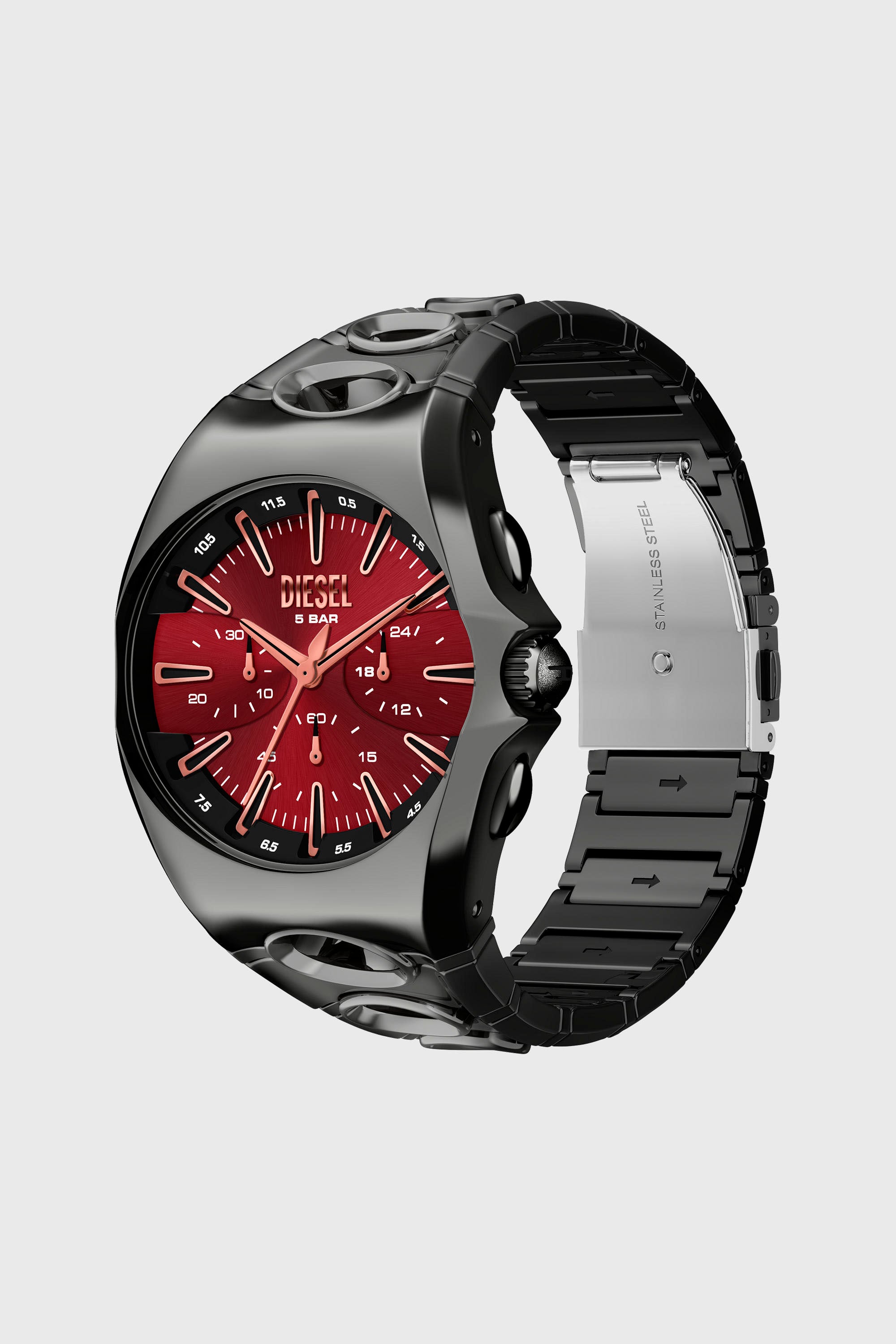 Diesel - DZ4726 WATCH, Man's D-Curve gunmetal stainless steel watch in Black - 2