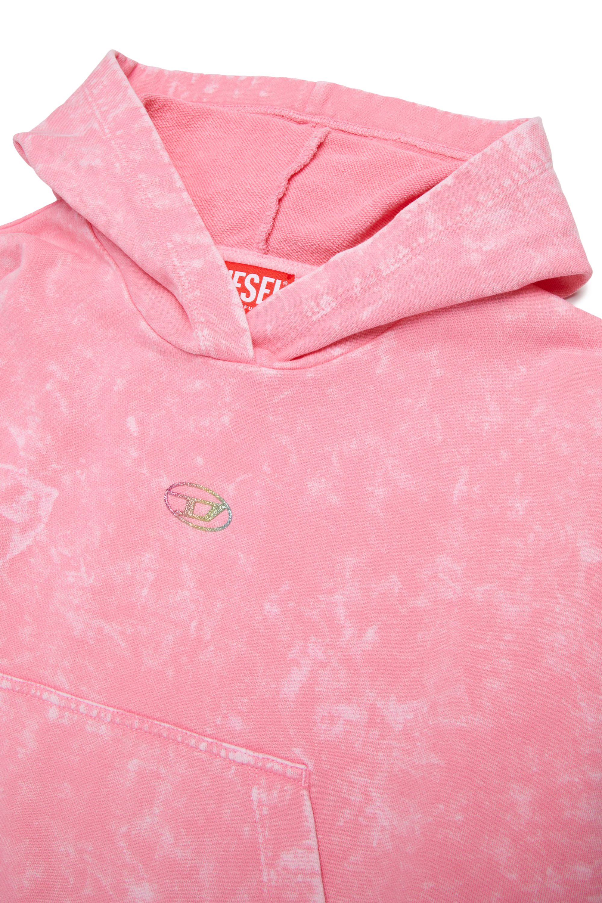 Diesel - SALIA, Woman's Hoodie in cotton with washed effect in Pink - 3