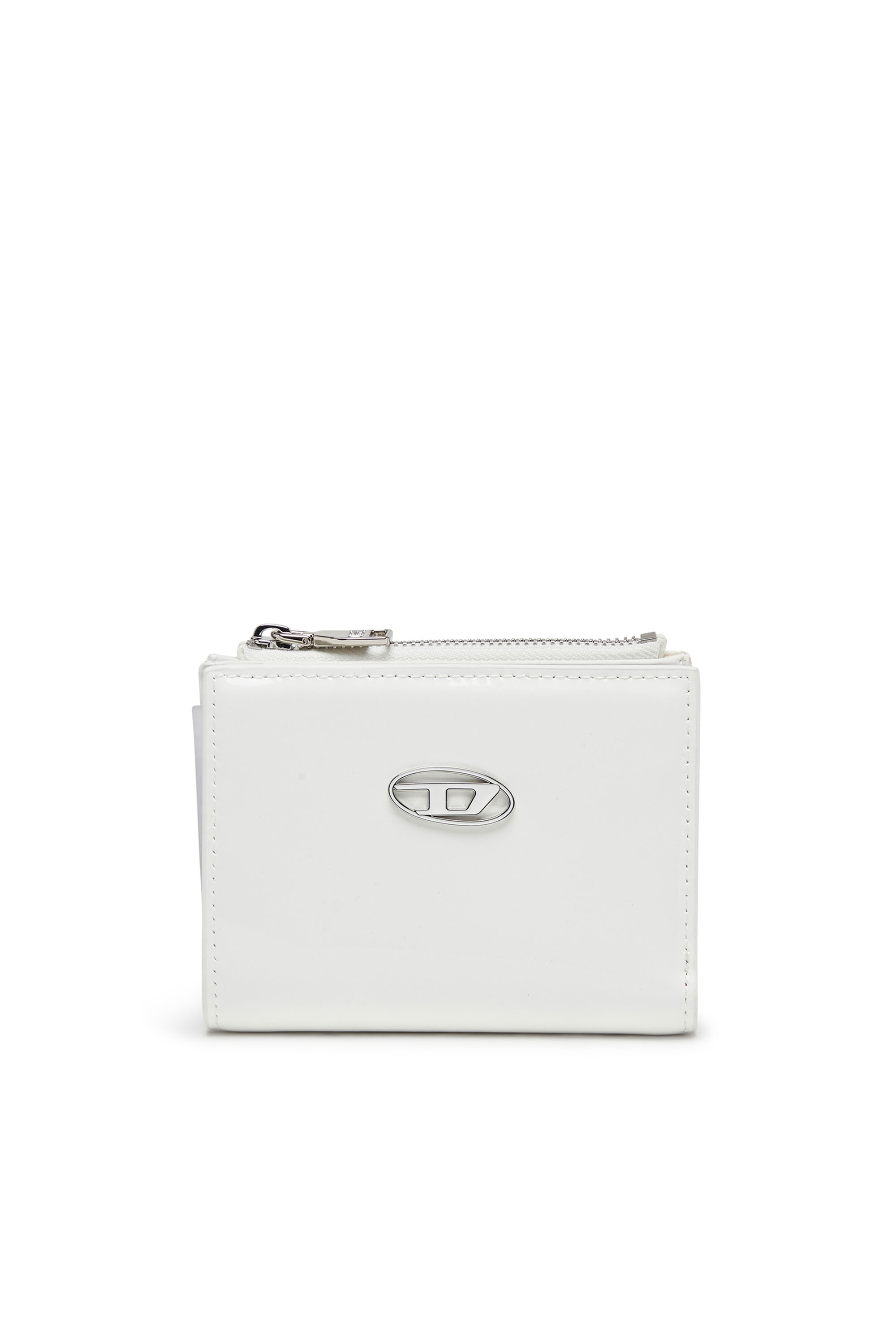 Diesel - PLAY BI-FOLD ZIP II, Woman's Small wallet in glossy leather in White - 1