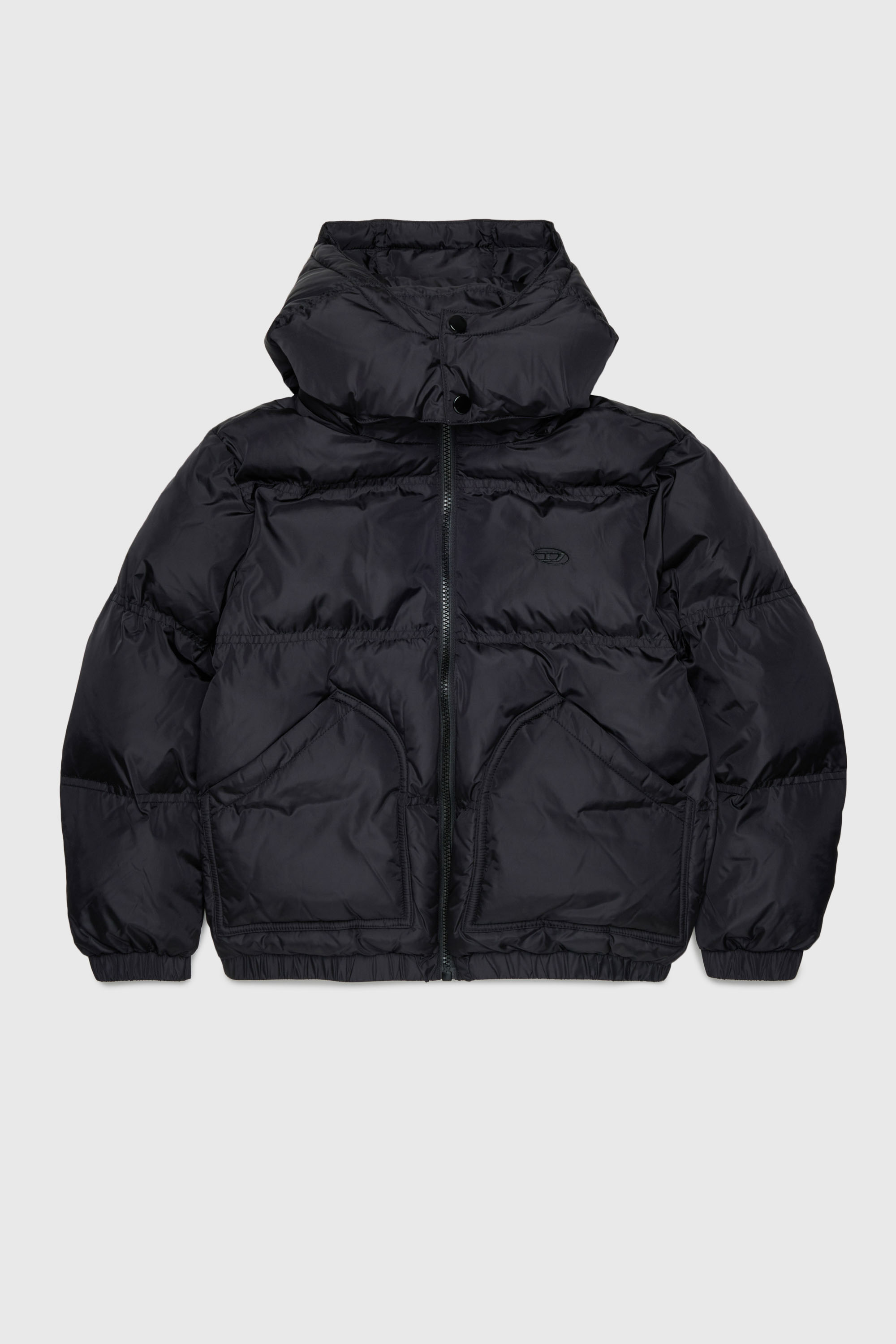 Diesel - JRIVON, Unisex's Hooded puffer jacket with oversized pockets in Black - 1