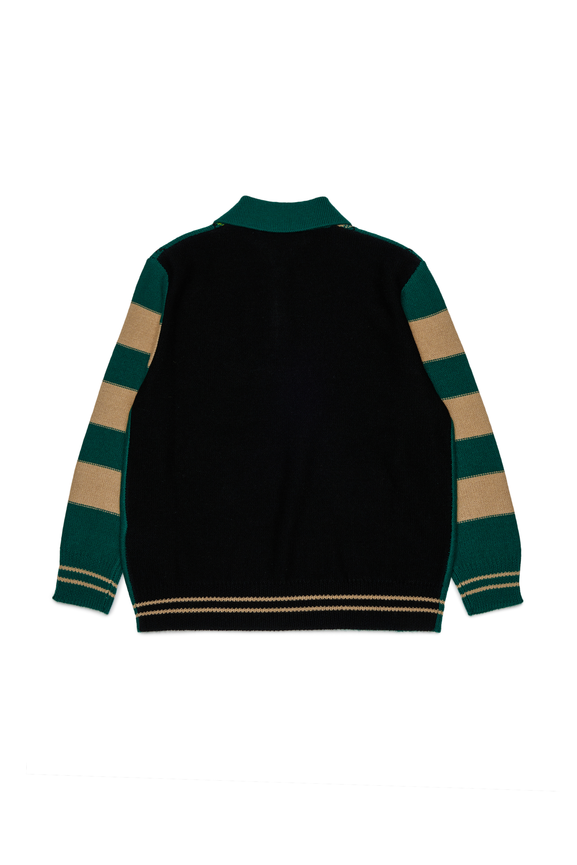 Diesel - KROMBY OVER, Unisex's Wool-blend polo jumper with argyle motif in Green - 2