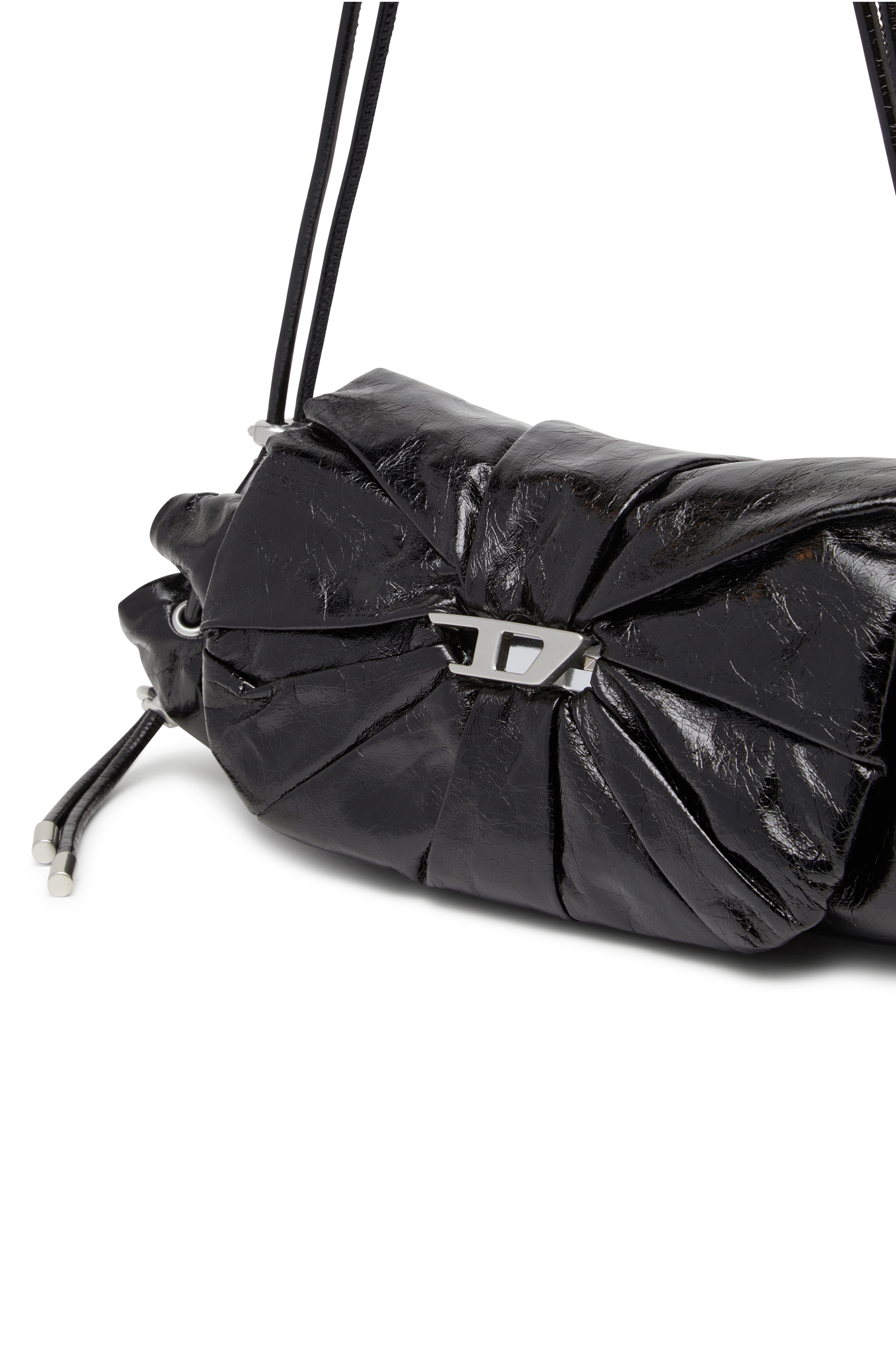 Diesel - SCRUNCH-D SHOULDER S, Woman's Scrunch-D S-Shoulder bag in scrunched leather in Black - 5